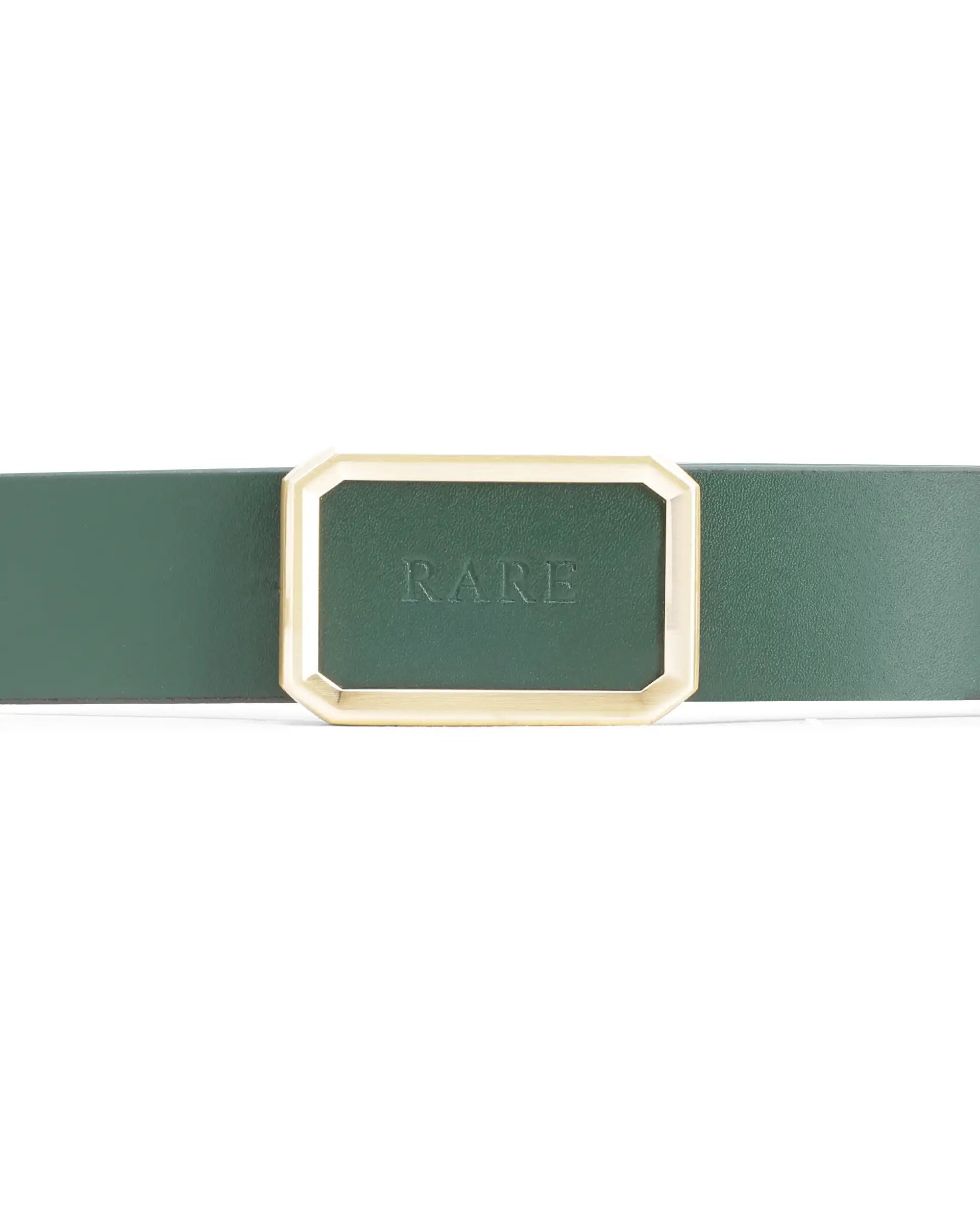 Rare Rabbit Men Poze Emrald Green Genuine Leather Belt