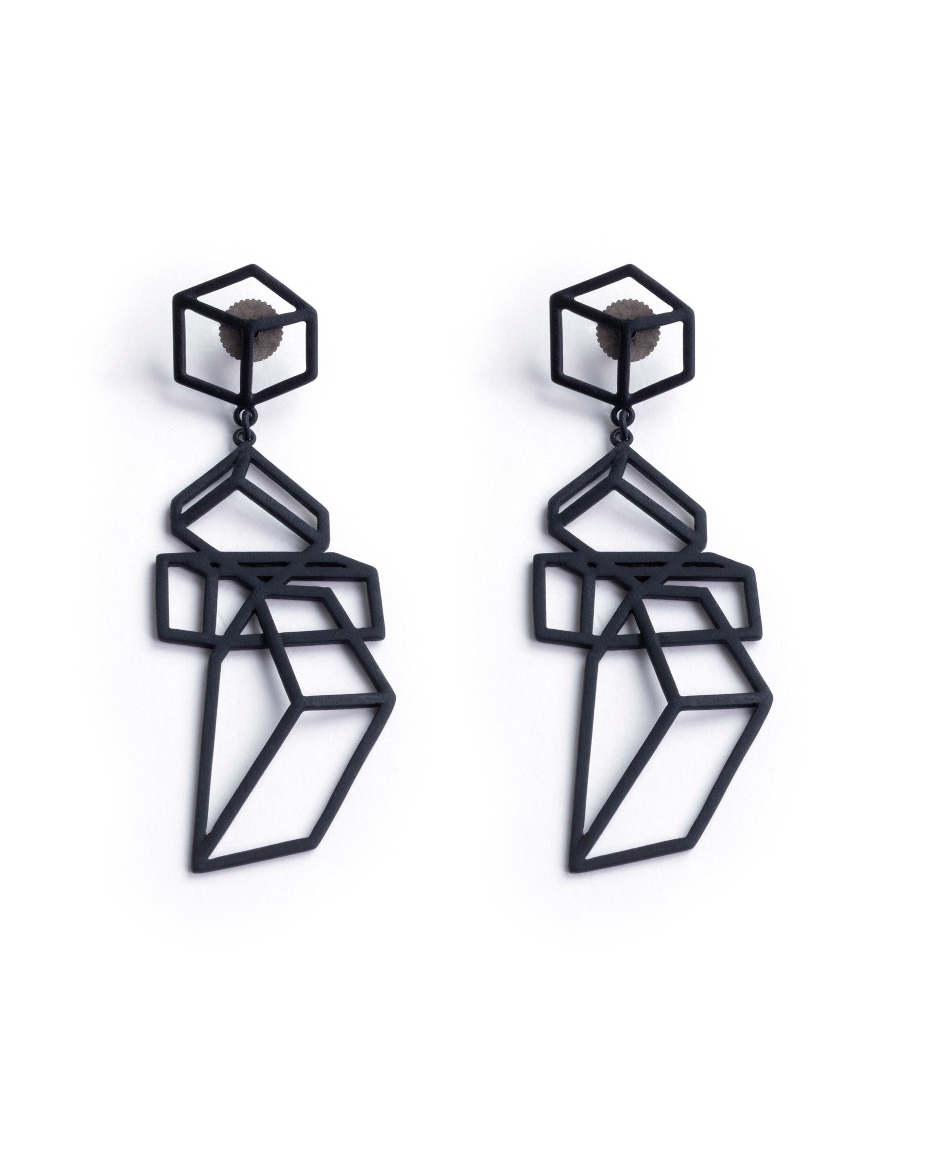 Rareism Women Pyramid Black Black Earring