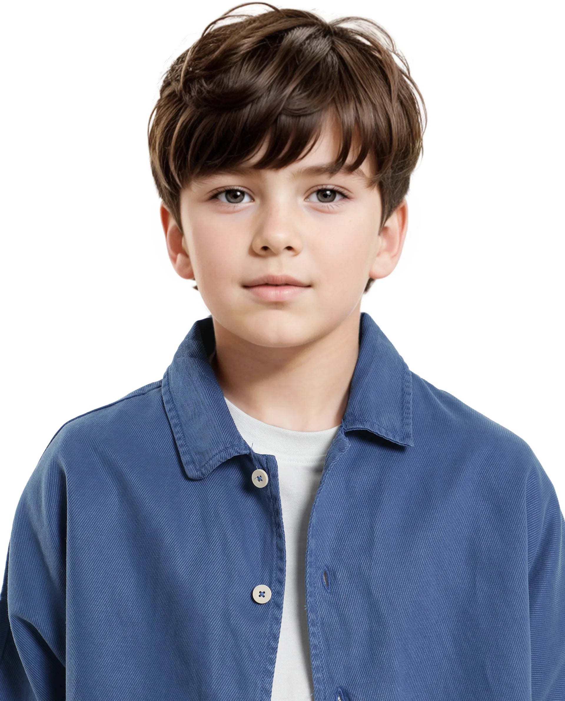 Rare Ones Kids Qirk Blue Cotton Blend Short Sleeve Solid Regular Shirt