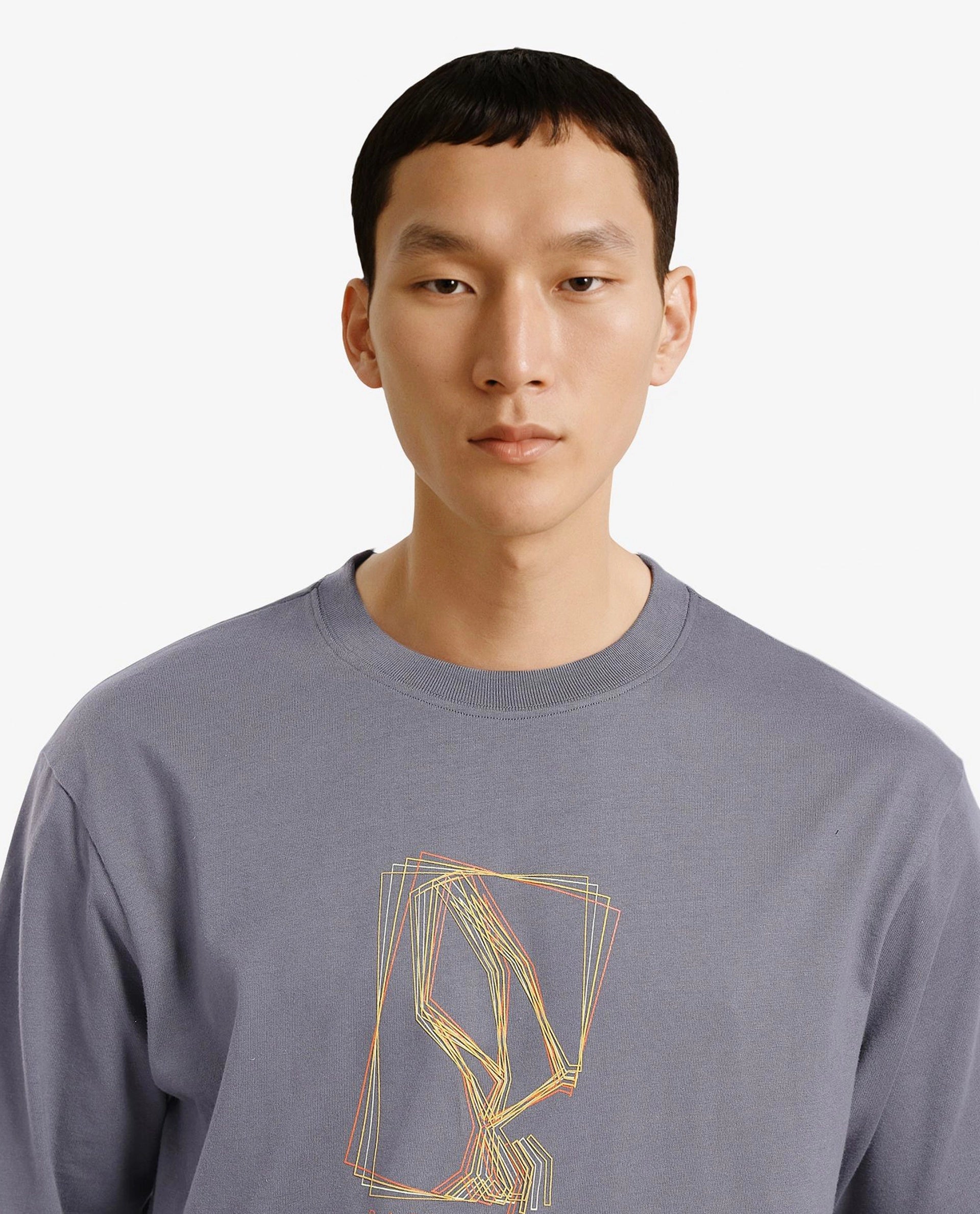 Rare Rabbit Men Que Grey Short Sleeve Crew Neck Boxy Fit Graphic Print T-Shirt