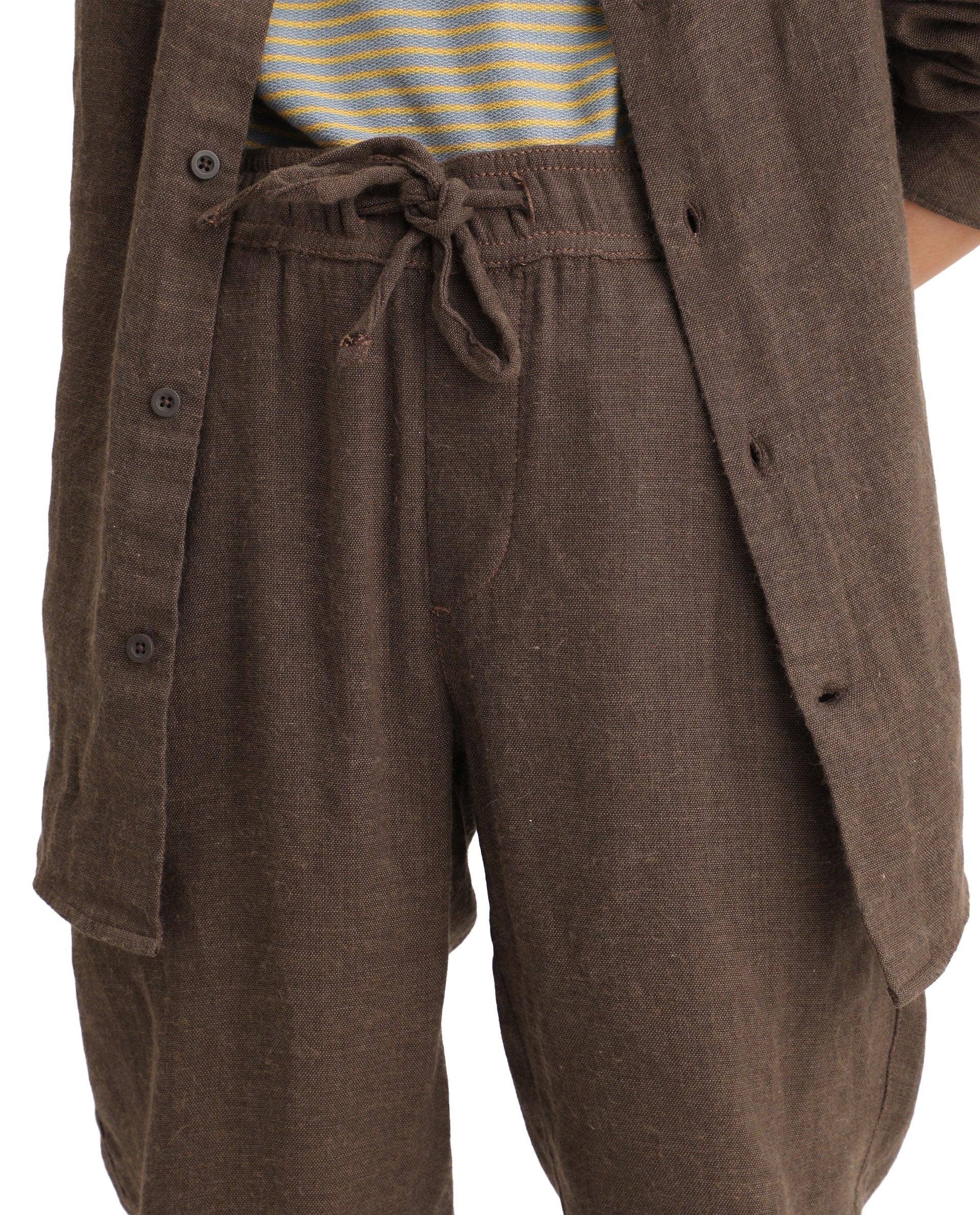Rare Ones Kids Quen-B Brown Cotton Blend Solid Button Closure Regular Fit Trouser