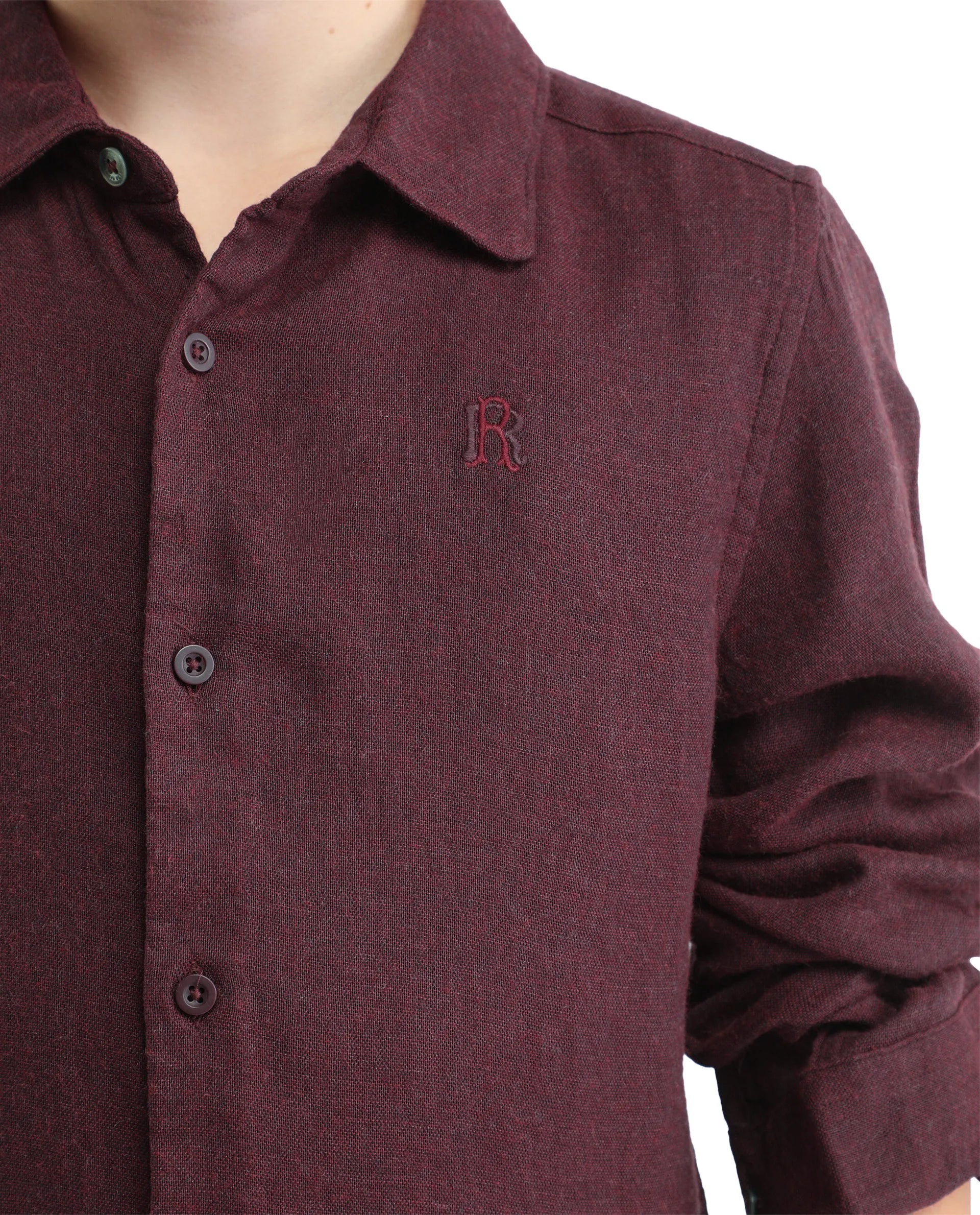 Rare Ones Kids Quen-S Red Cotton Blend Solid Button Closure Regular Fit Shirt
