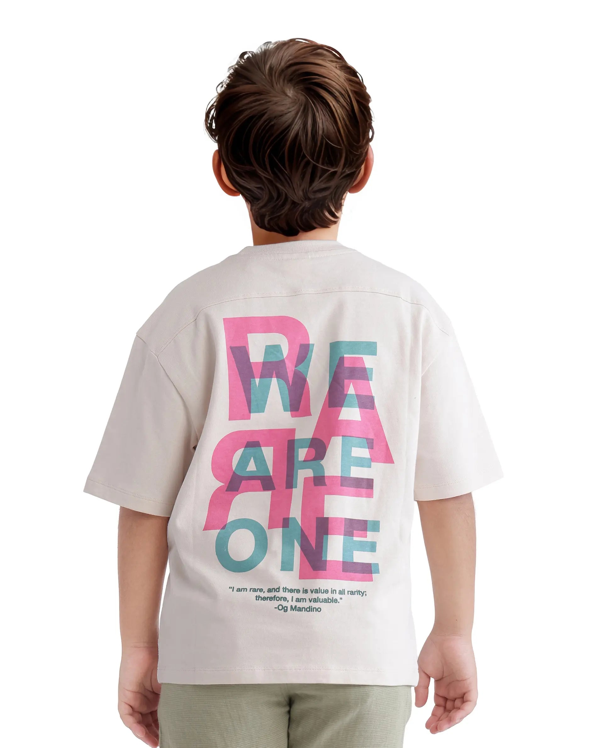 Rare Ones Kids Quinn Off White Cotton Short Sleeve Crew Neck T-Shirt