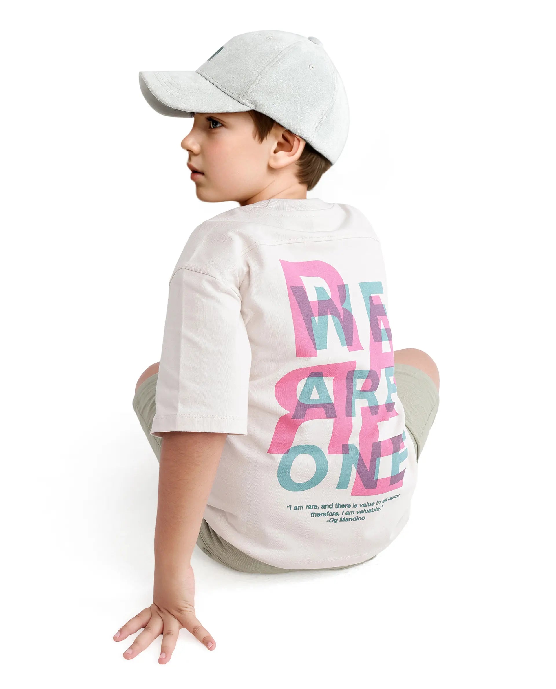 Rare Ones Kids Quinn Off White Cotton Short Sleeve Crew Neck T-Shirt
