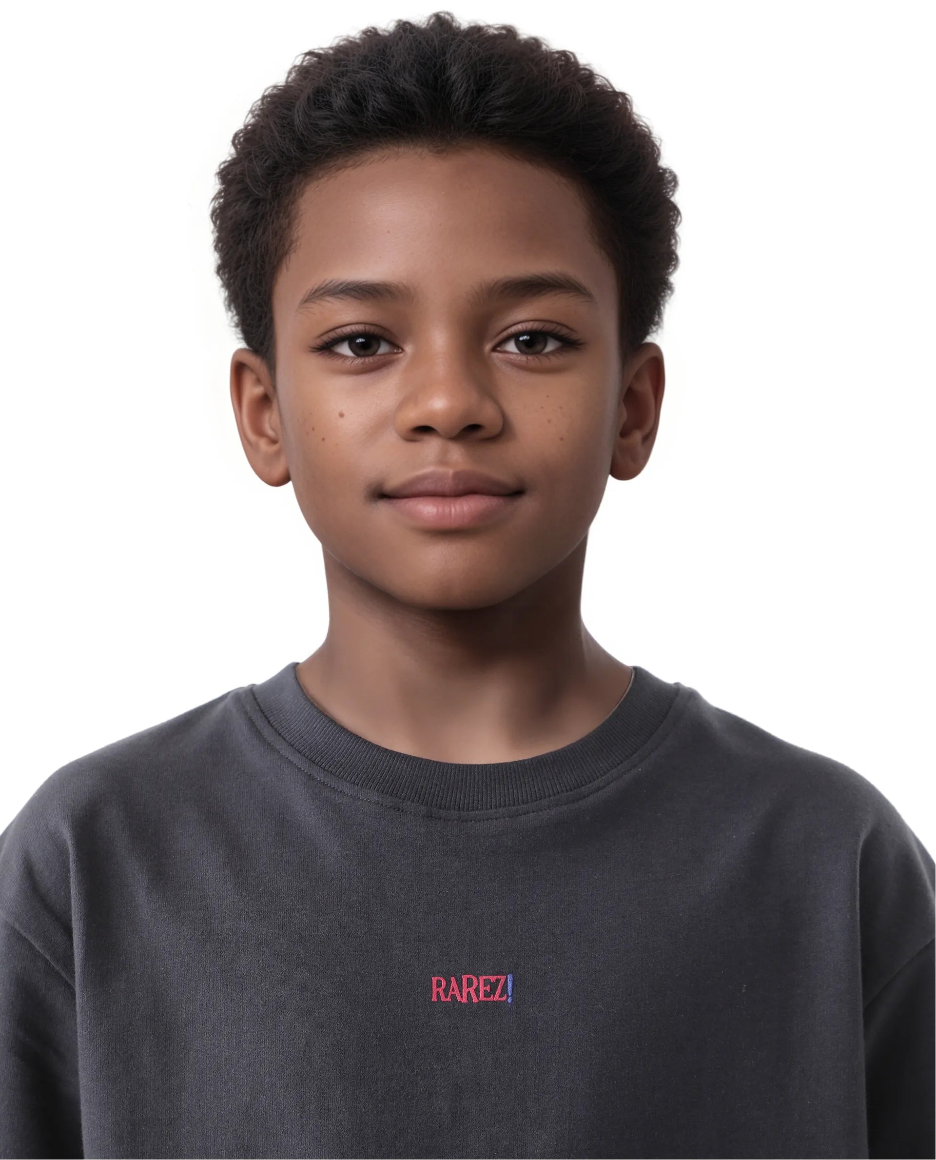 Rare Ones Kids Quote-K Black Cotton Short Sleeve Crew Neck Printed Boxy T-Shirt