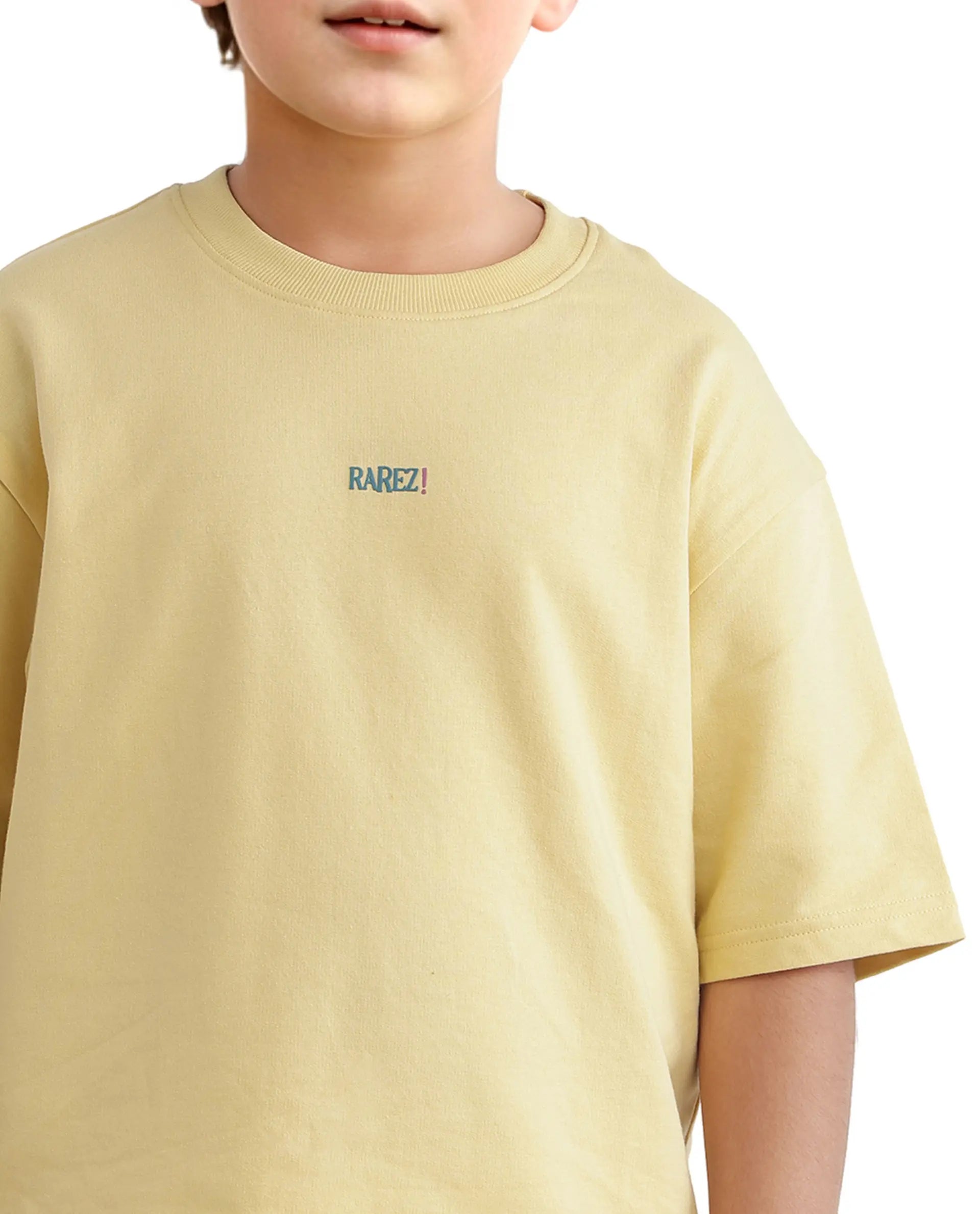 Rare Ones Kids Quote-K Yellow Cotton Short Sleeve Crew Neck Printed T-Shirt