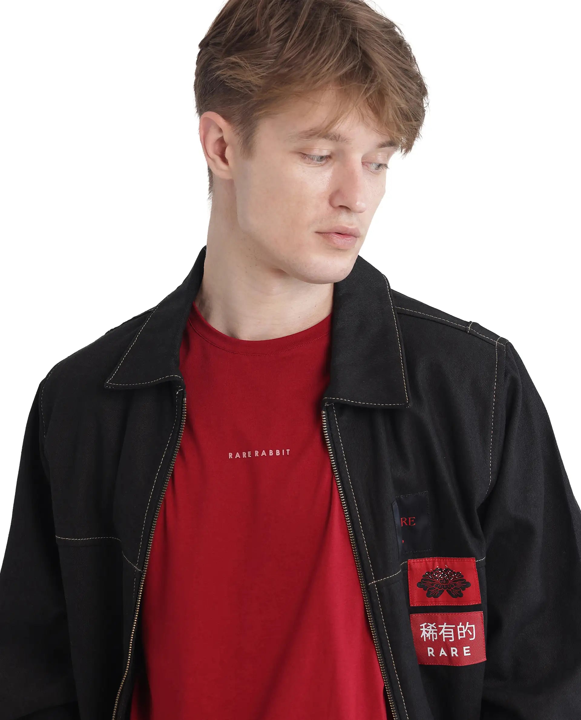 Rare Rabbit Men Rabbit-Inf Red Cotton Lycra Fabric Short Sleeve Crew Neck Regular Fit Printed T-Shirt