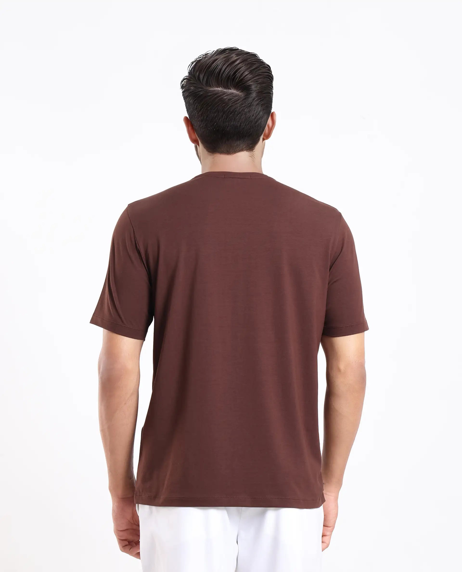 Rare Rabbit Men's Rabbit-25 Dark Brown Cotton Blend Graphic Print Regular Fit Half Sleeve Crew Neck T-Shirt