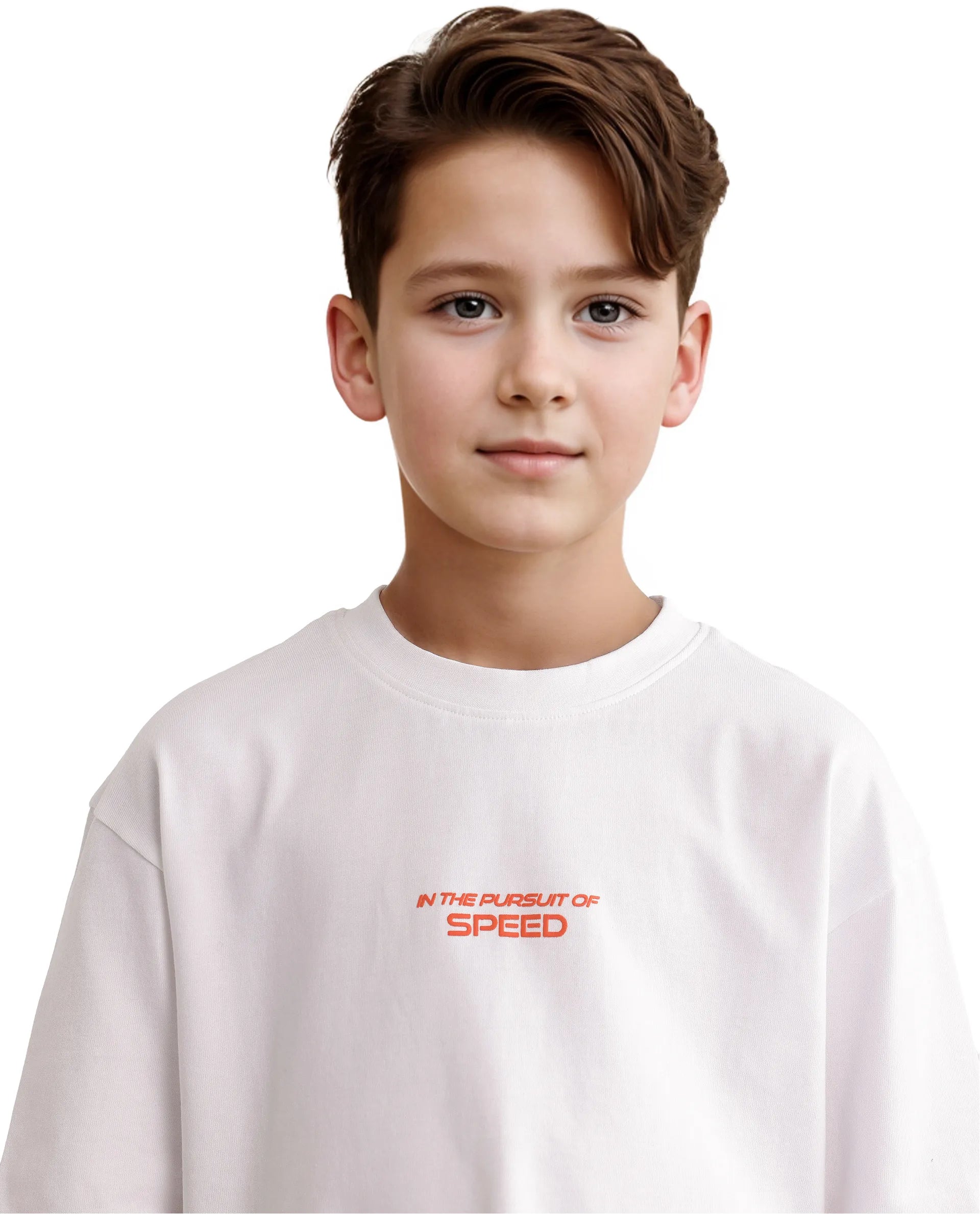 Rare Ones Kids Race Off White Cotton Half Sleeve Slip-On Printed Boxy Fit T-Shirt