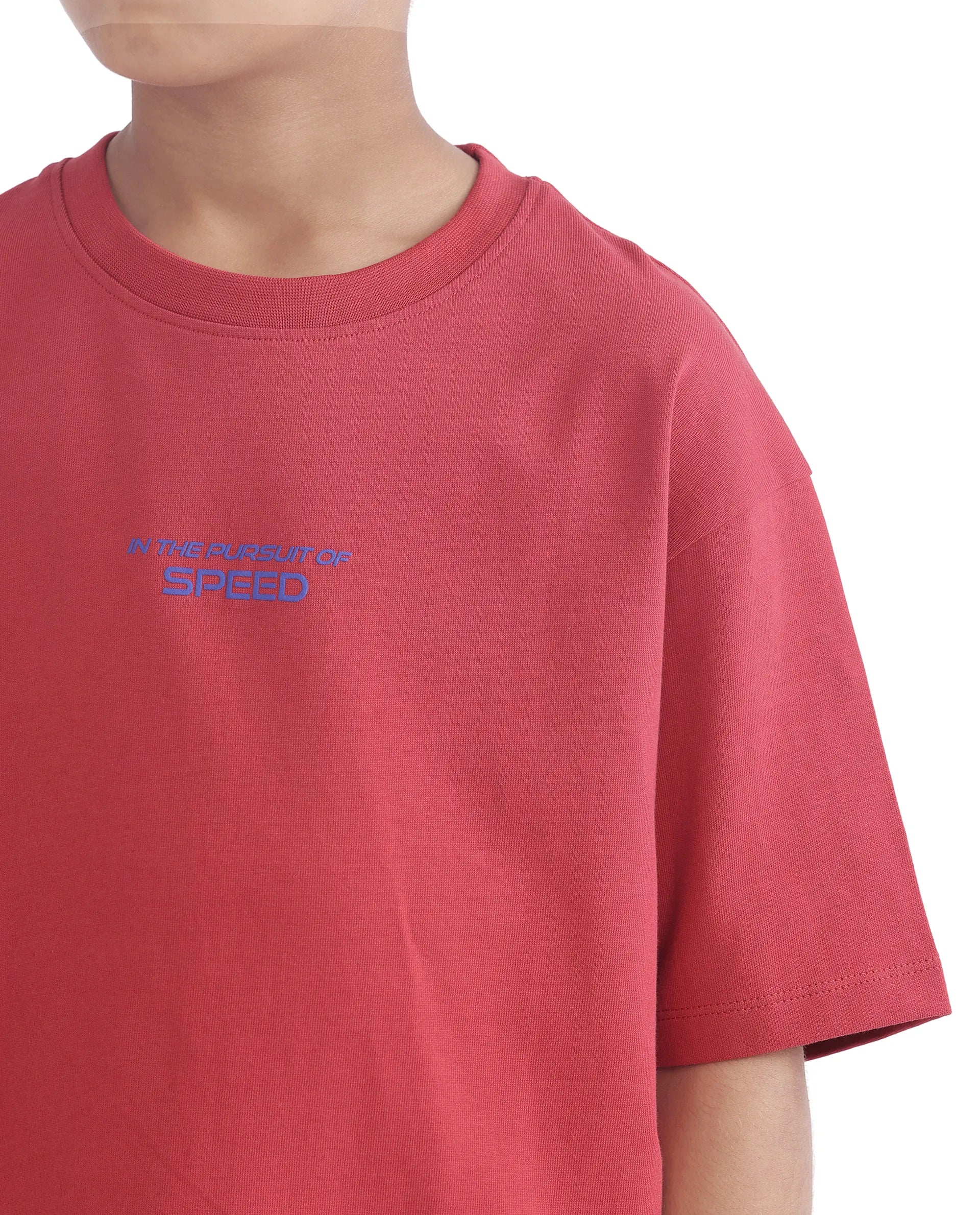 Rare Ones Kids Race Red Cotton Half Sleeve Slip-On Printed Boxy Fit T-Shirt