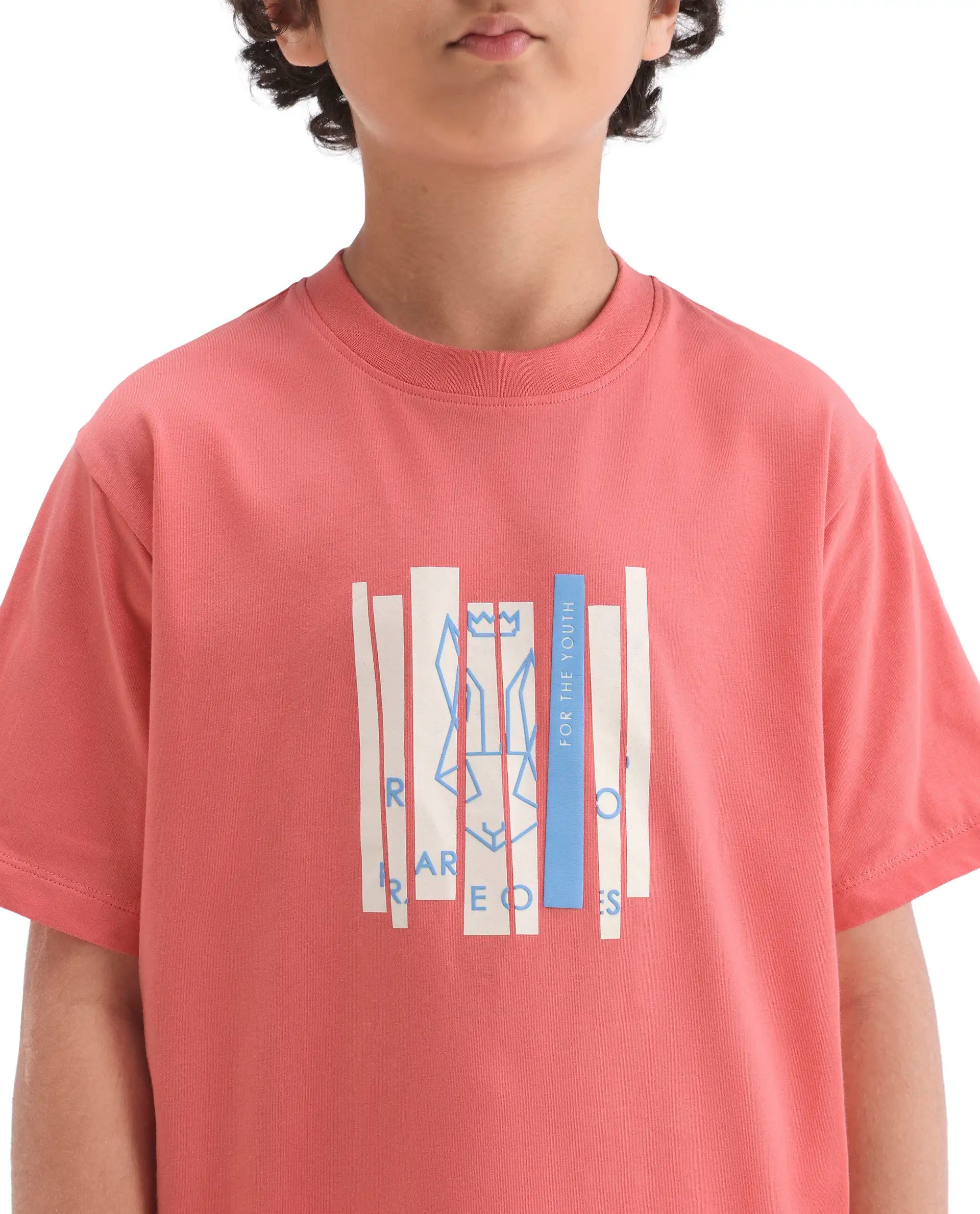 Rare Ones Kids Rafe Dark Peach Cotton Blend Pull-On Closure Hd Print Regular Fit T-Shirt