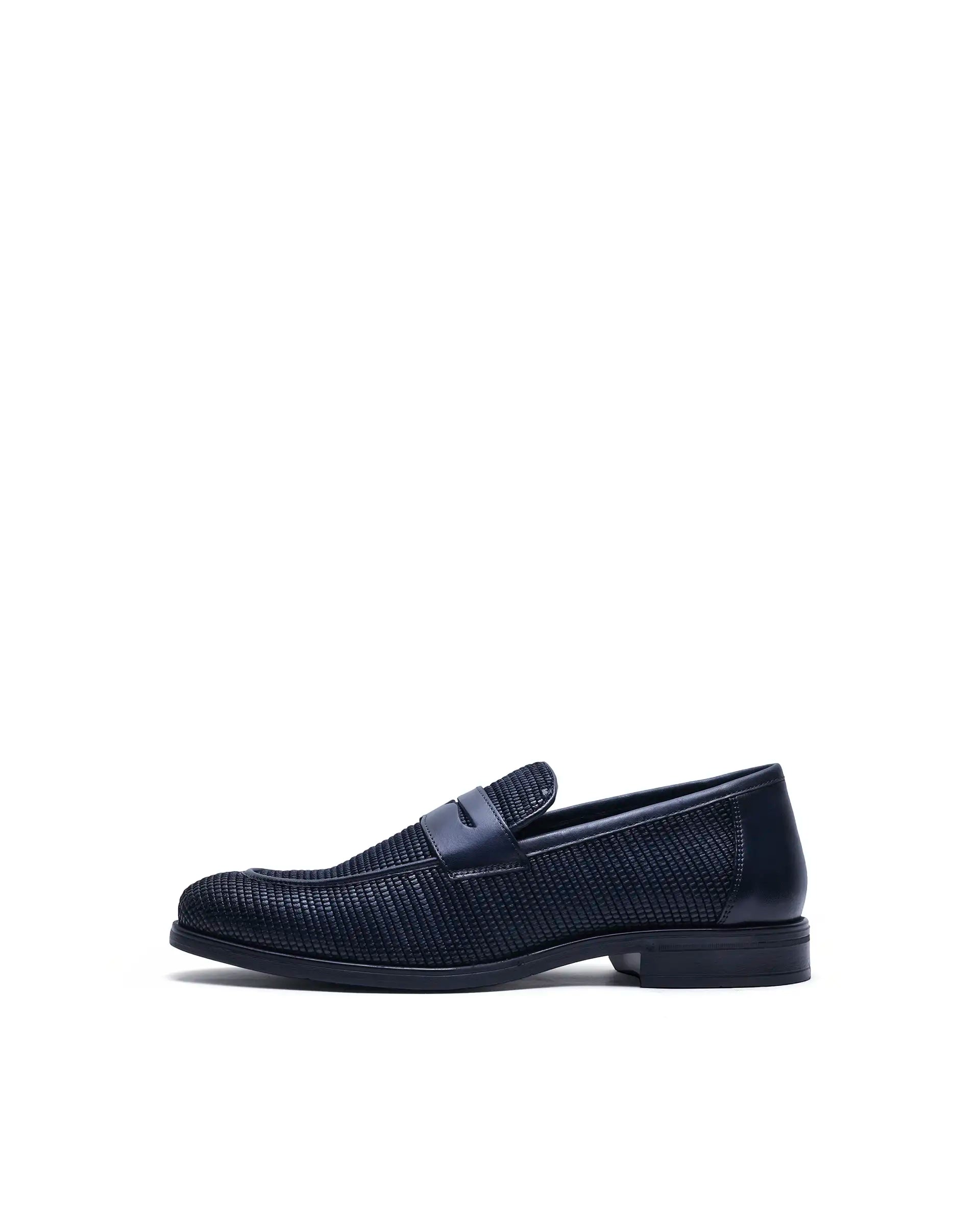 Rare Rabbit Men's Raffael Navy Leather Mocassin