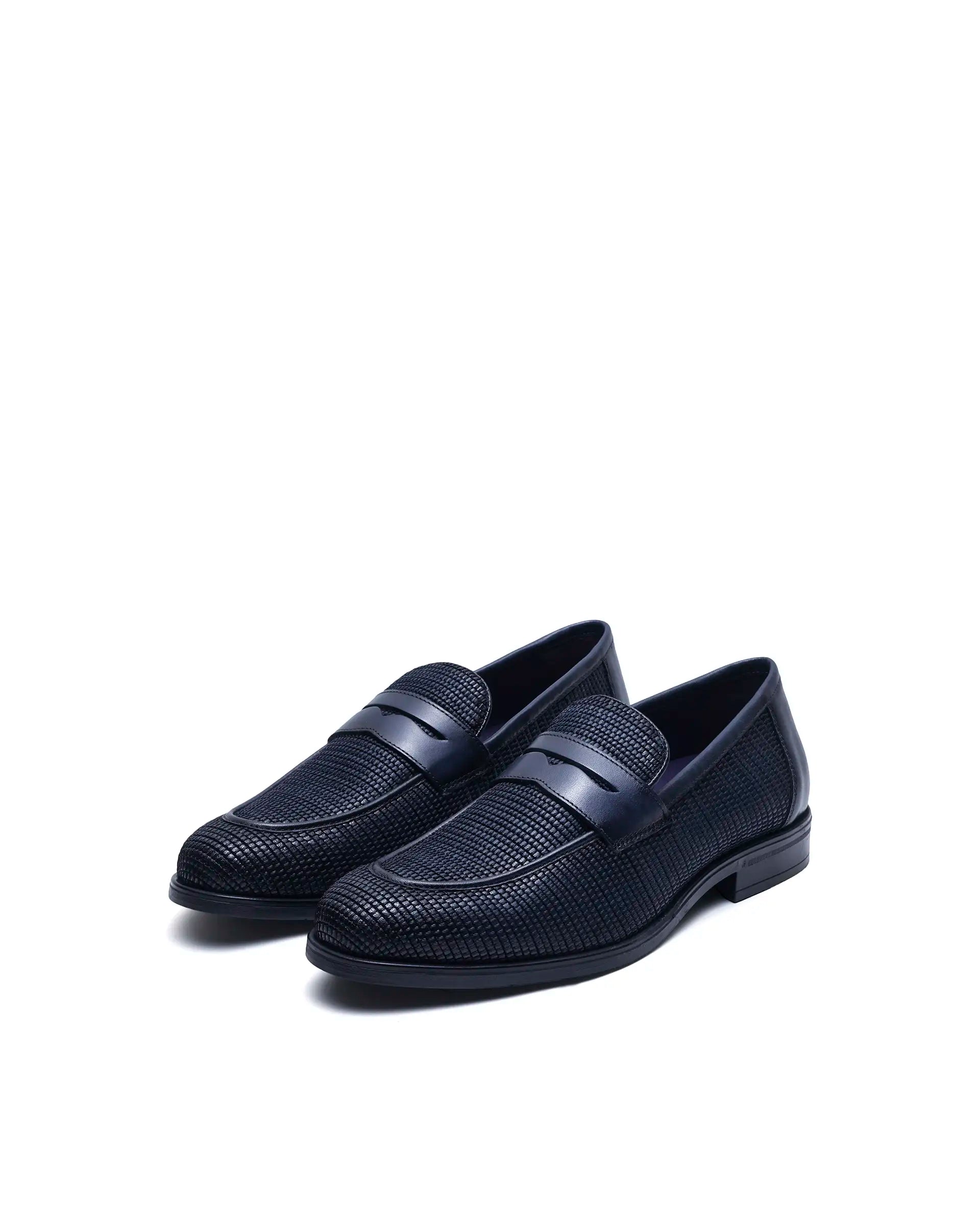 Rare Rabbit Men's Raffael Navy Leather Mocassin