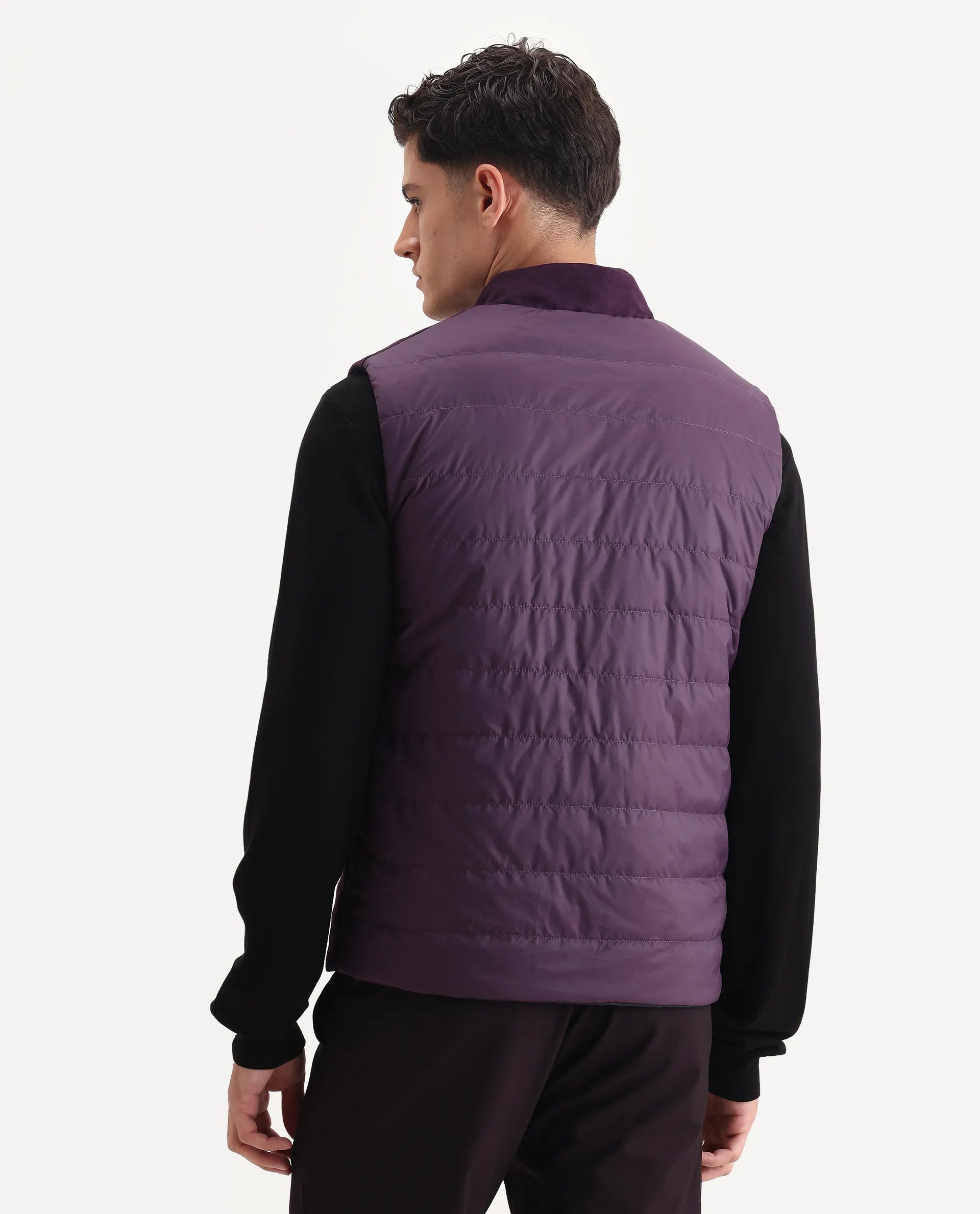 Rare Rabbit Men's Raldo-25 Purple Polyester Blend Fabric High Neck Regular Fit Plain Jacket