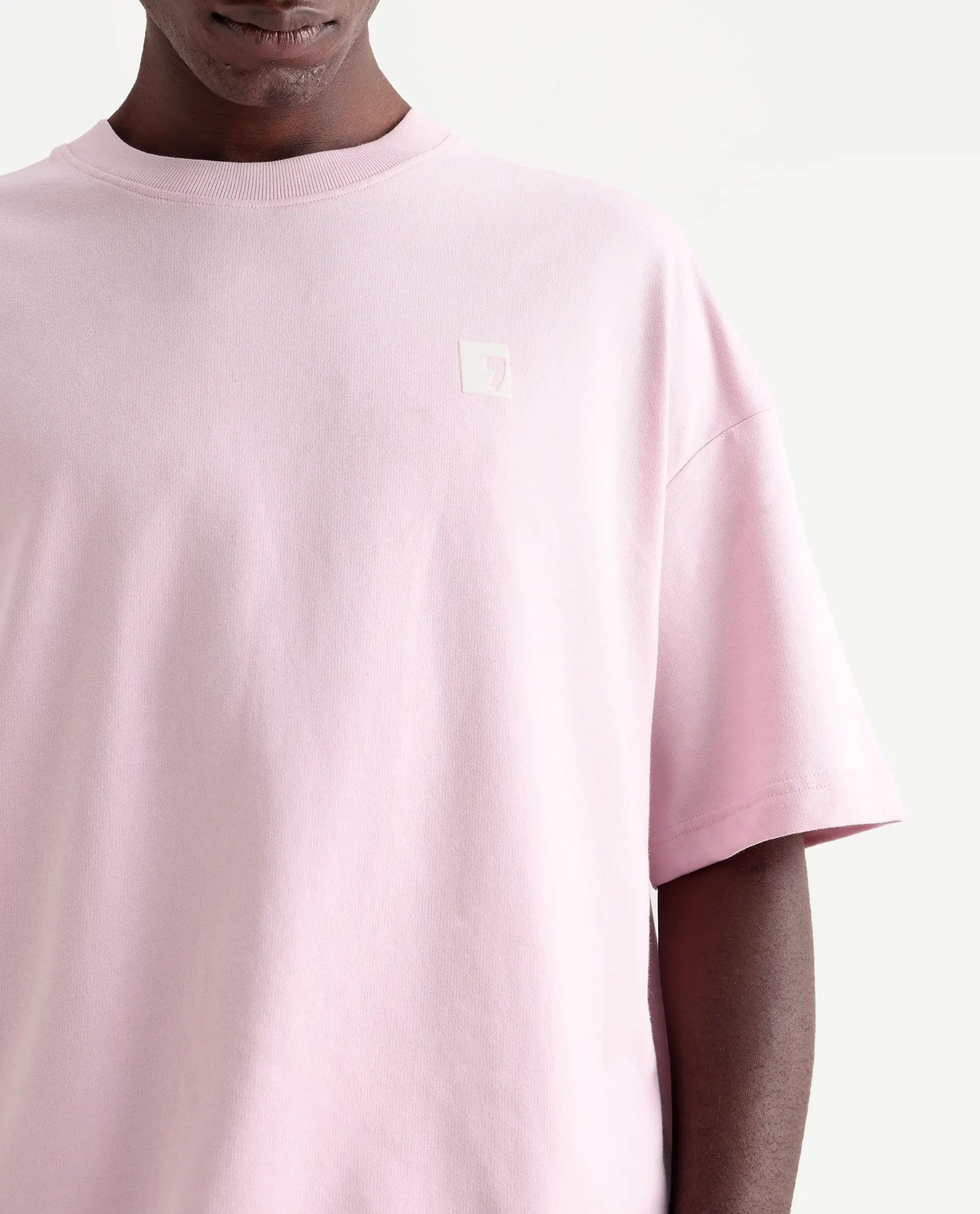 Rare Rabbit Men's Rano Pink Cotton Graphic Print Oversized Fit Half Sleeve Crew Neck T-Shirt