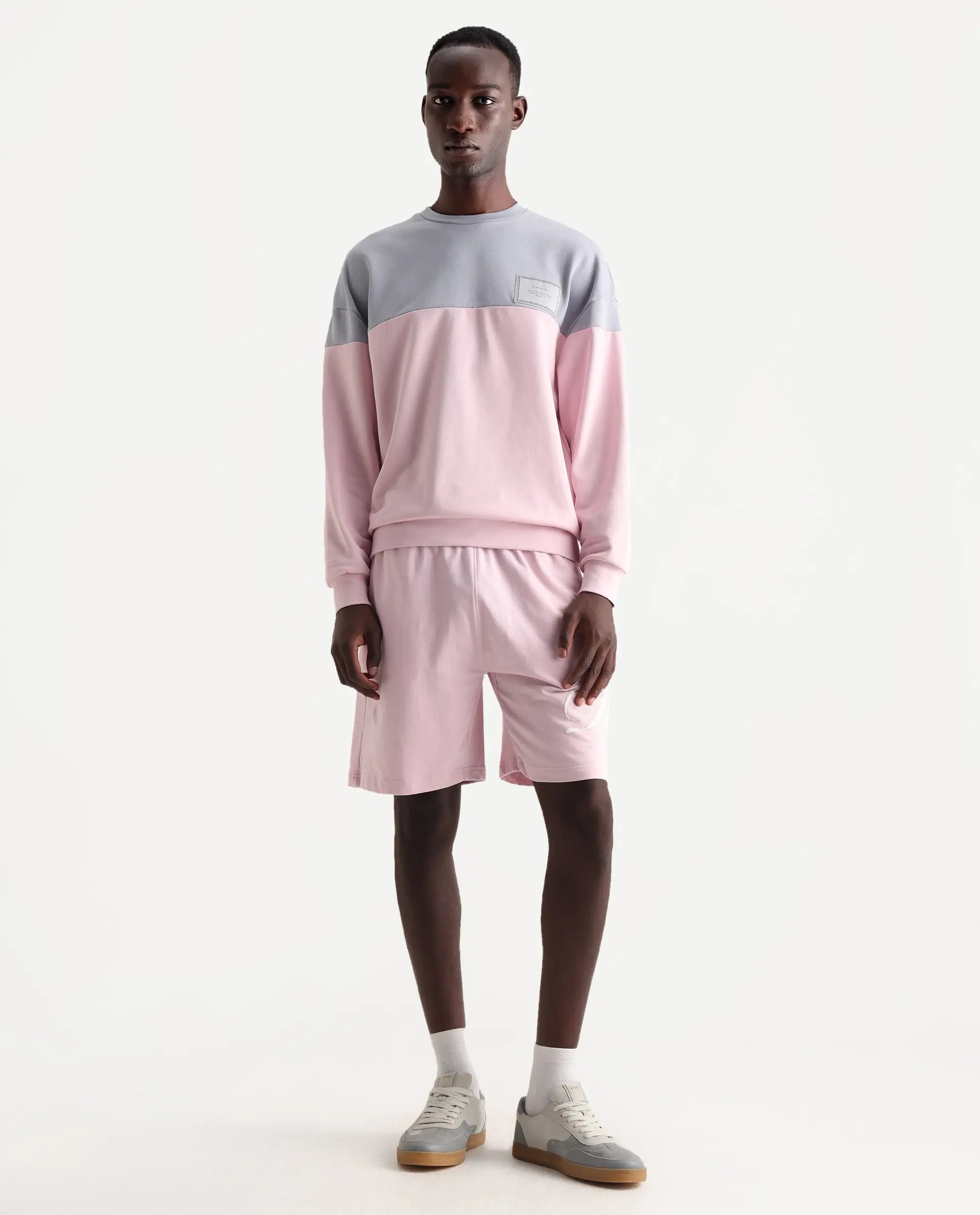 Rare Rabbit Men's Ranot Pink Cotton Graphic Print Oversized Fit Shorts