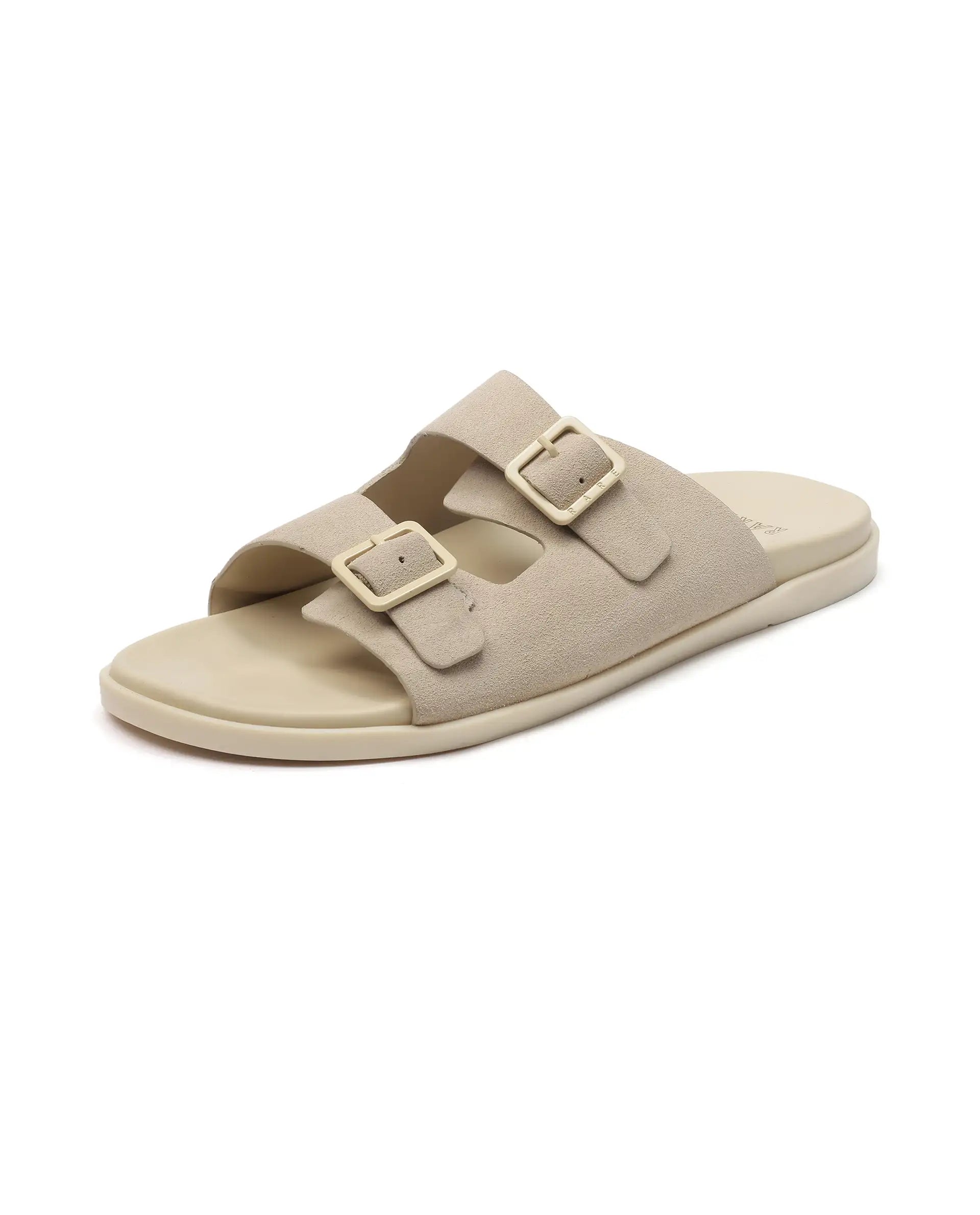Rare Rabbit Men's Raro Beige Leather Slip-On Closure Sandal