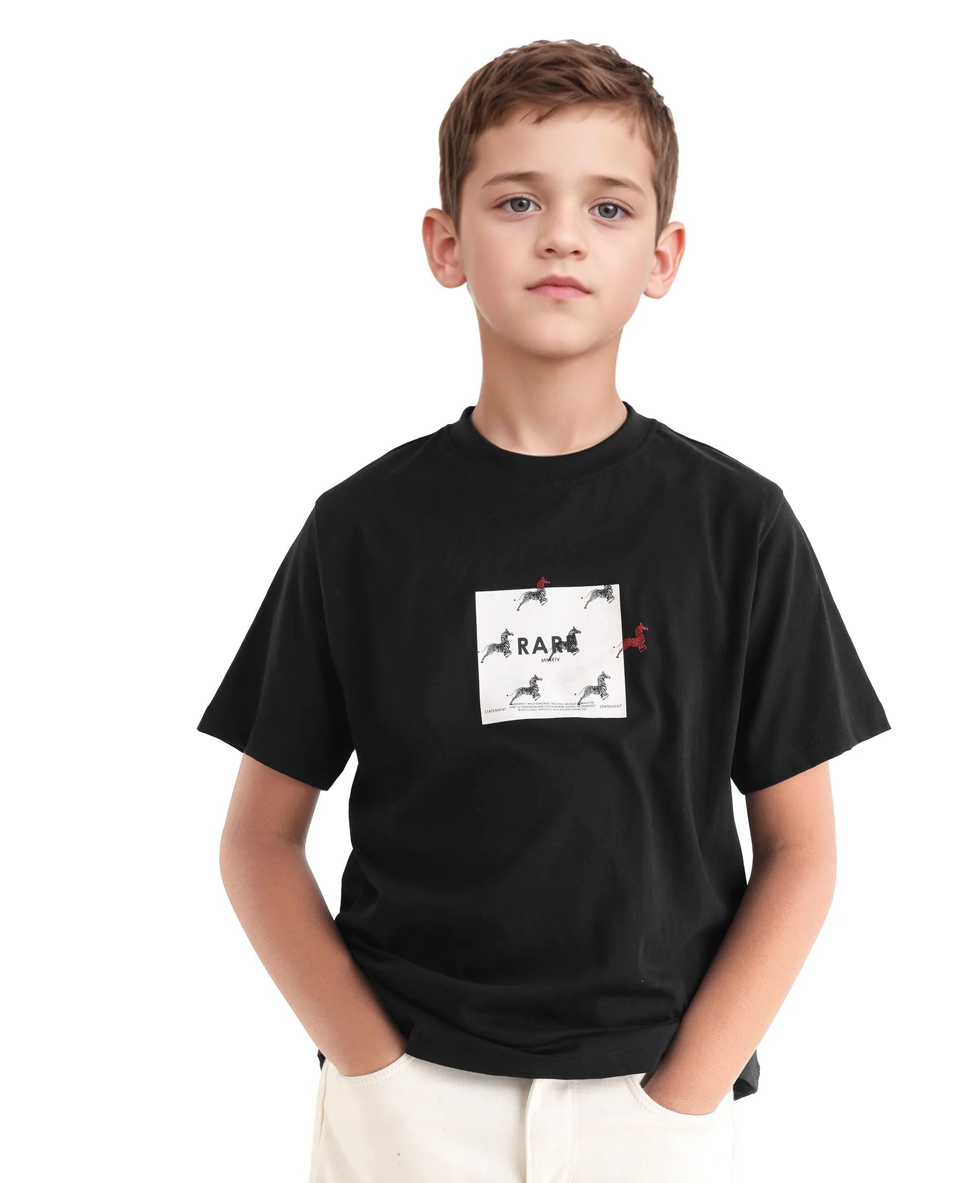 Rare Ones Kids Raze-K Black Cotton Jelly Print Regular Fit T-Shirt