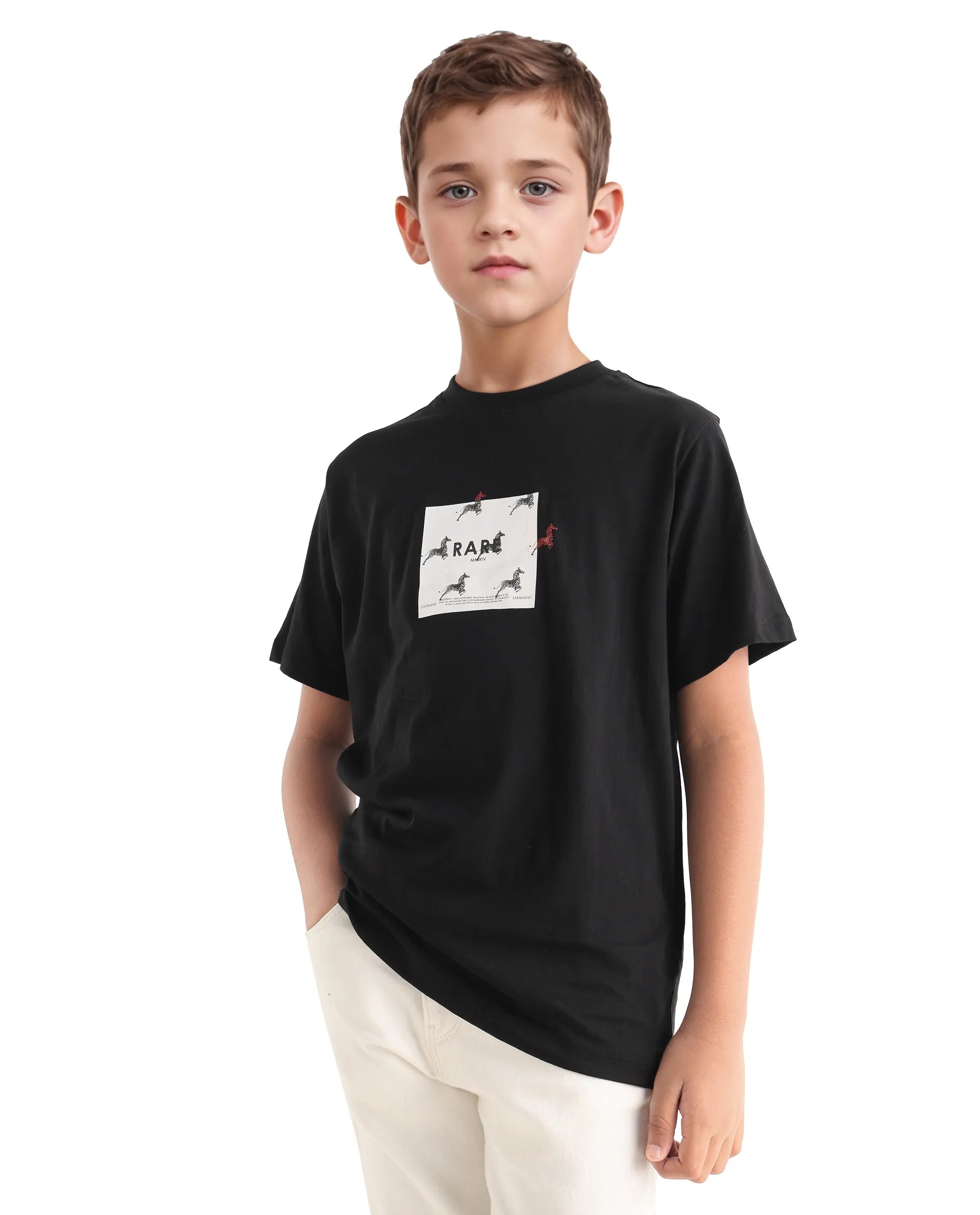 Rare Ones Kids Raze-K Black Cotton Jelly Print Regular Fit T-Shirt