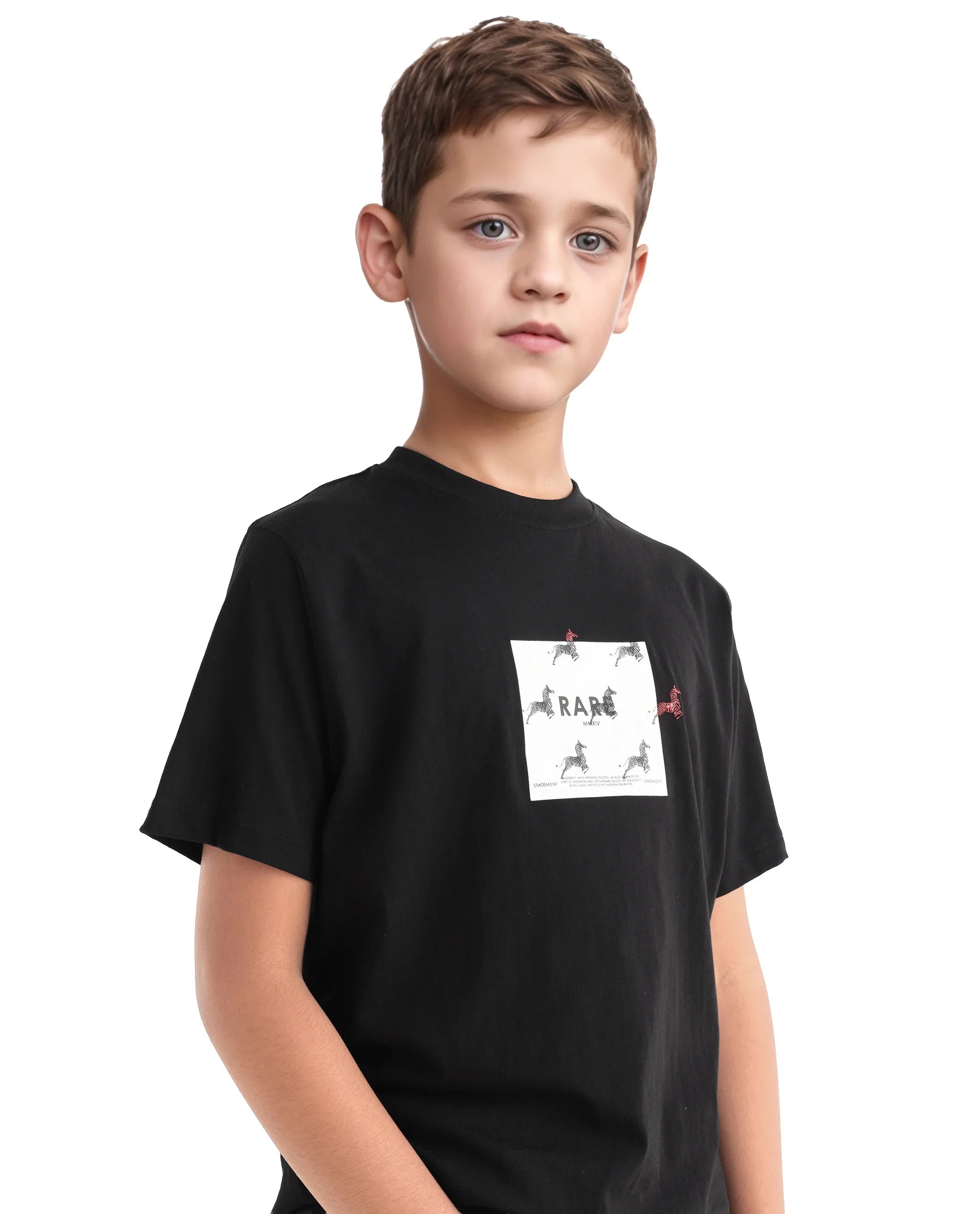 Rare Ones Kids Raze-K Black Cotton Jelly Print Regular Fit T-Shirt