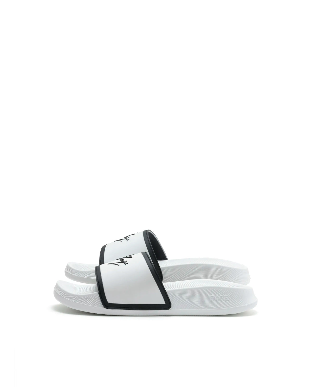Rarez Mens Reff White/Black Synthetic Material Regular Typography Print Sandal