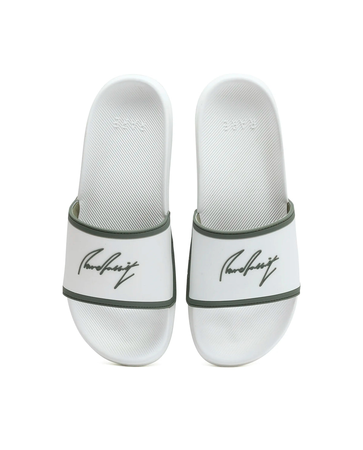 Rarez Mens Reff White/Sage Synthetic Material Regular Typography Print Sandal