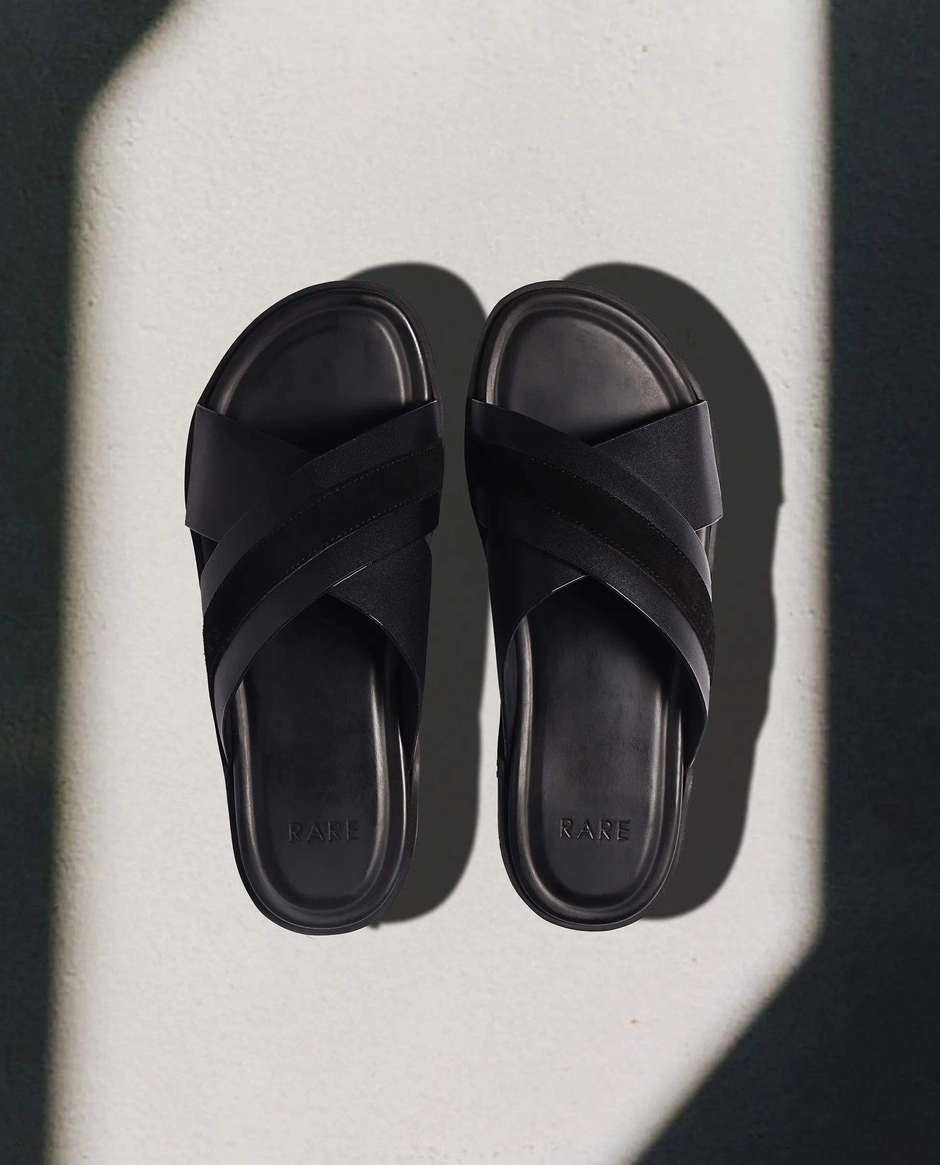 Rare Rabbit Men's Stride Black Slip-On Closure Sandal