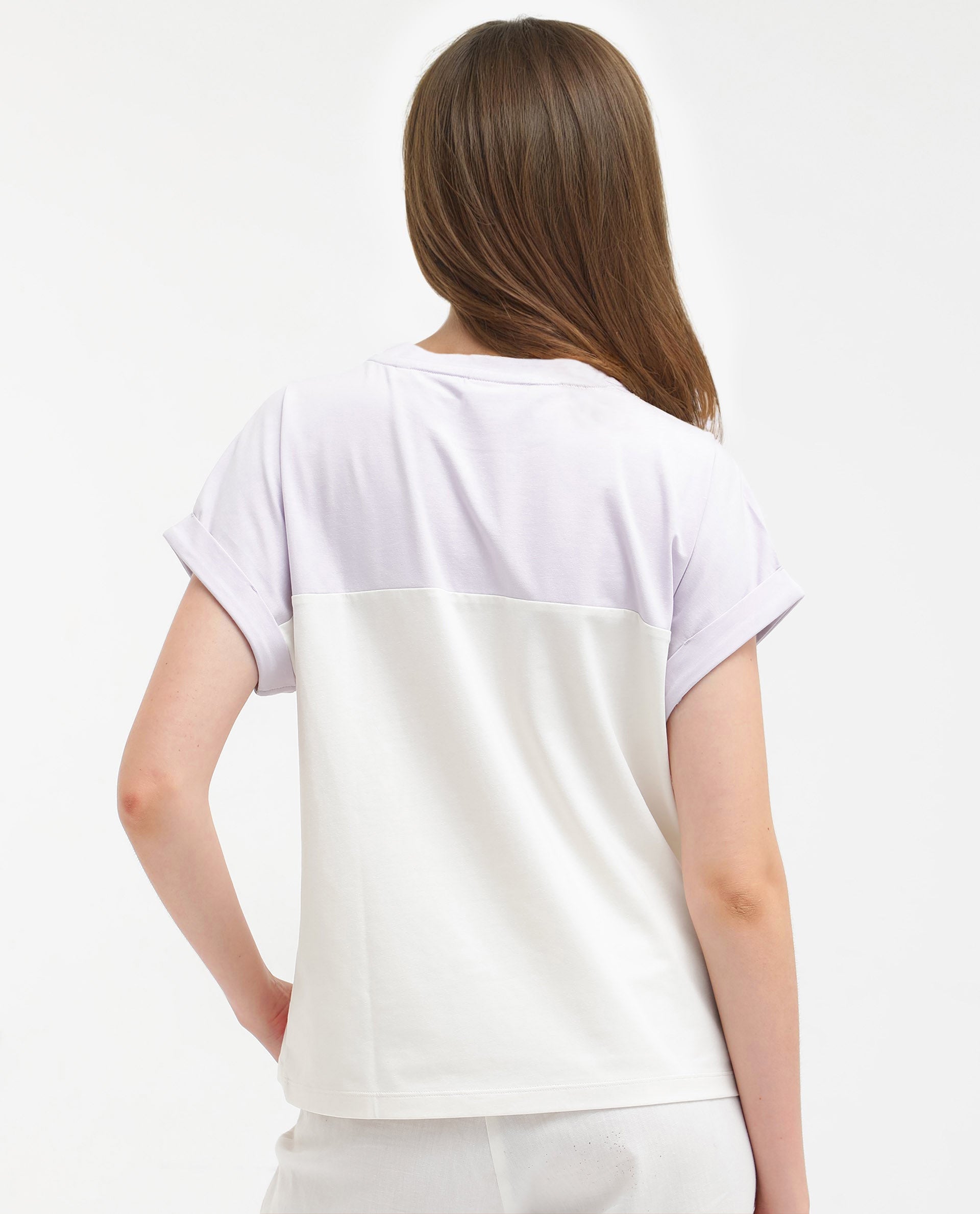 Rareism Women Regardo Off White Cotton Elastane Fabric Boxy Fit Crew Neck T-Shirt