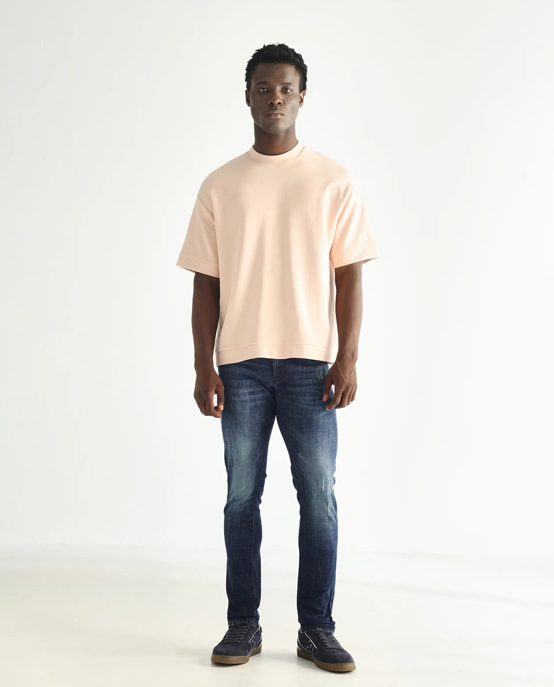 Rare Rabbit Men's Reims Light Blue Cotton Plain Hawk Slim Fit Jeans