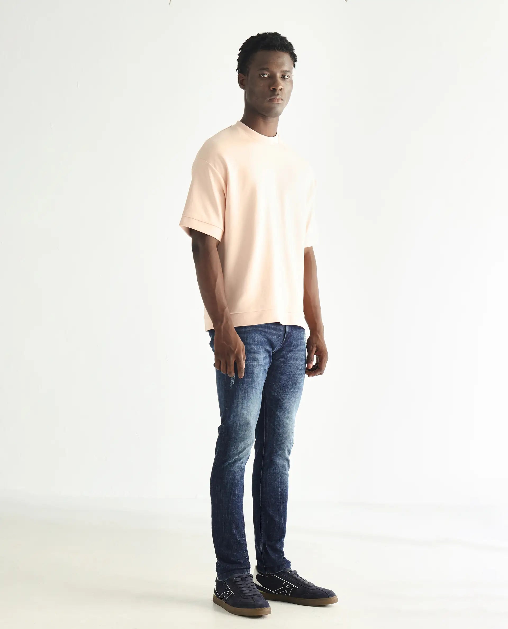 Rare Rabbit Men's Reims Light Blue Cotton Plain Hawk Slim Fit Jeans