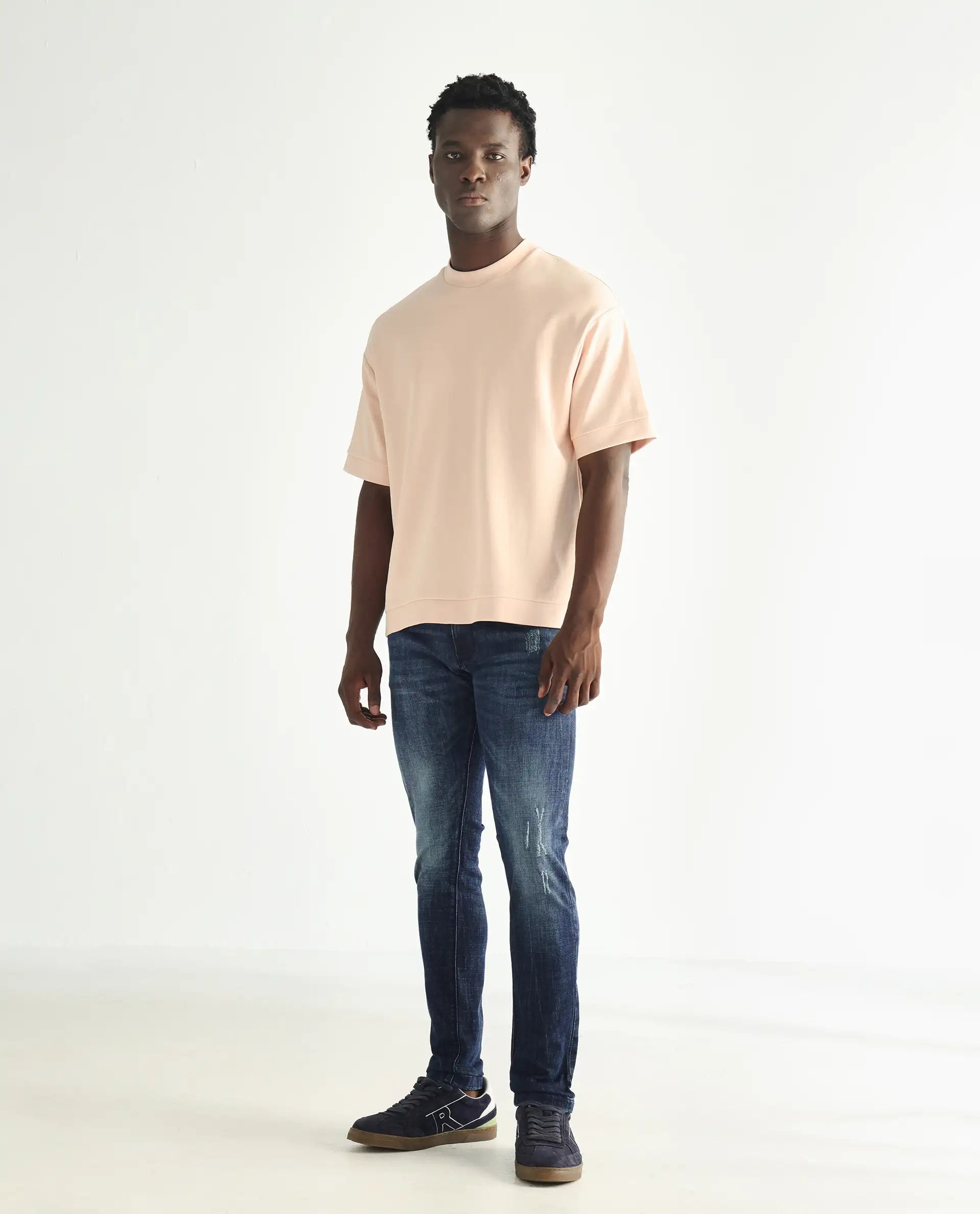 Rare Rabbit Men's Reims Light Blue Cotton Plain Hawk Slim Fit Jeans