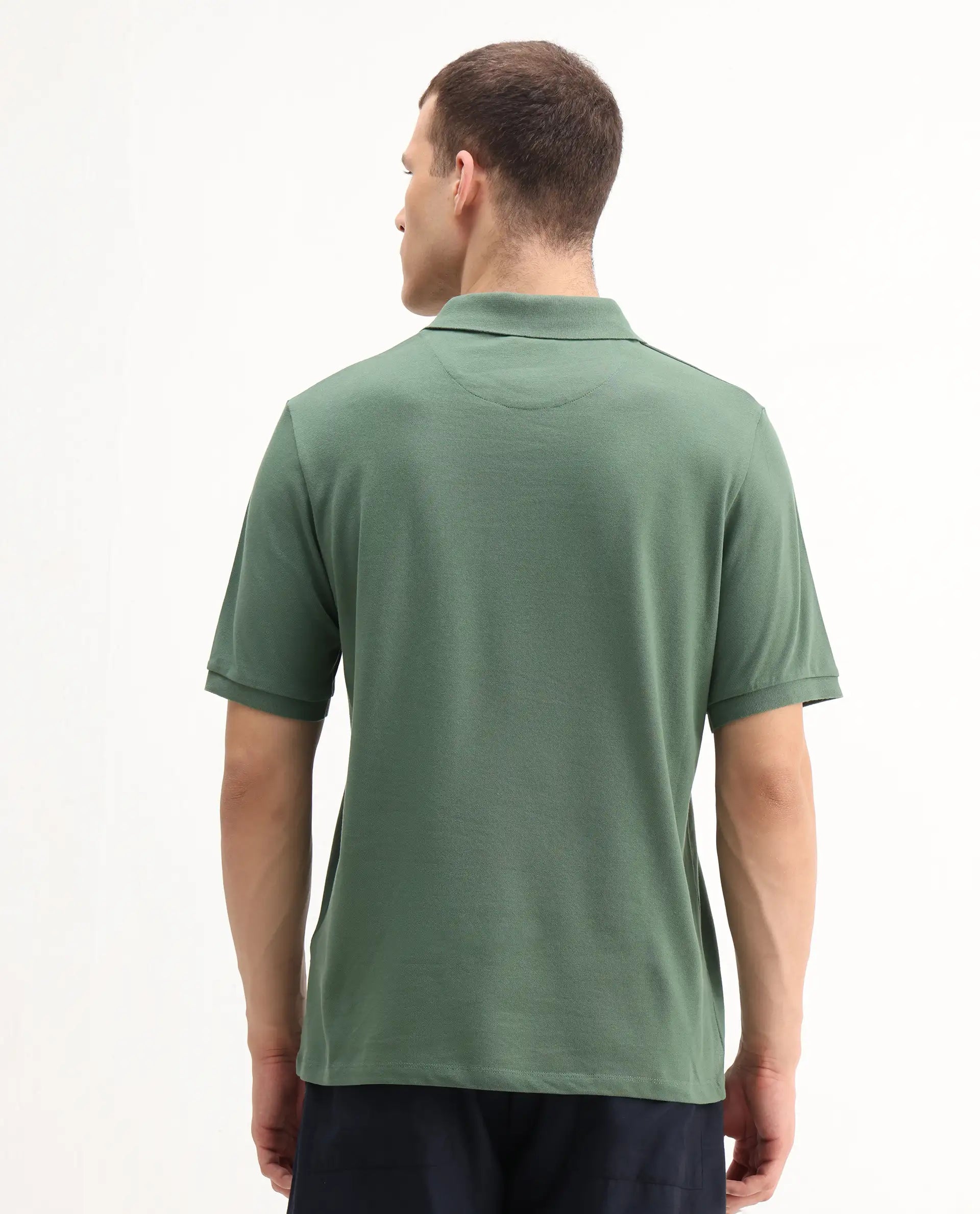 Rare Rabbit Men's Rem Green Cotton Graphic Print Regular Fit Half Sleeve Polo