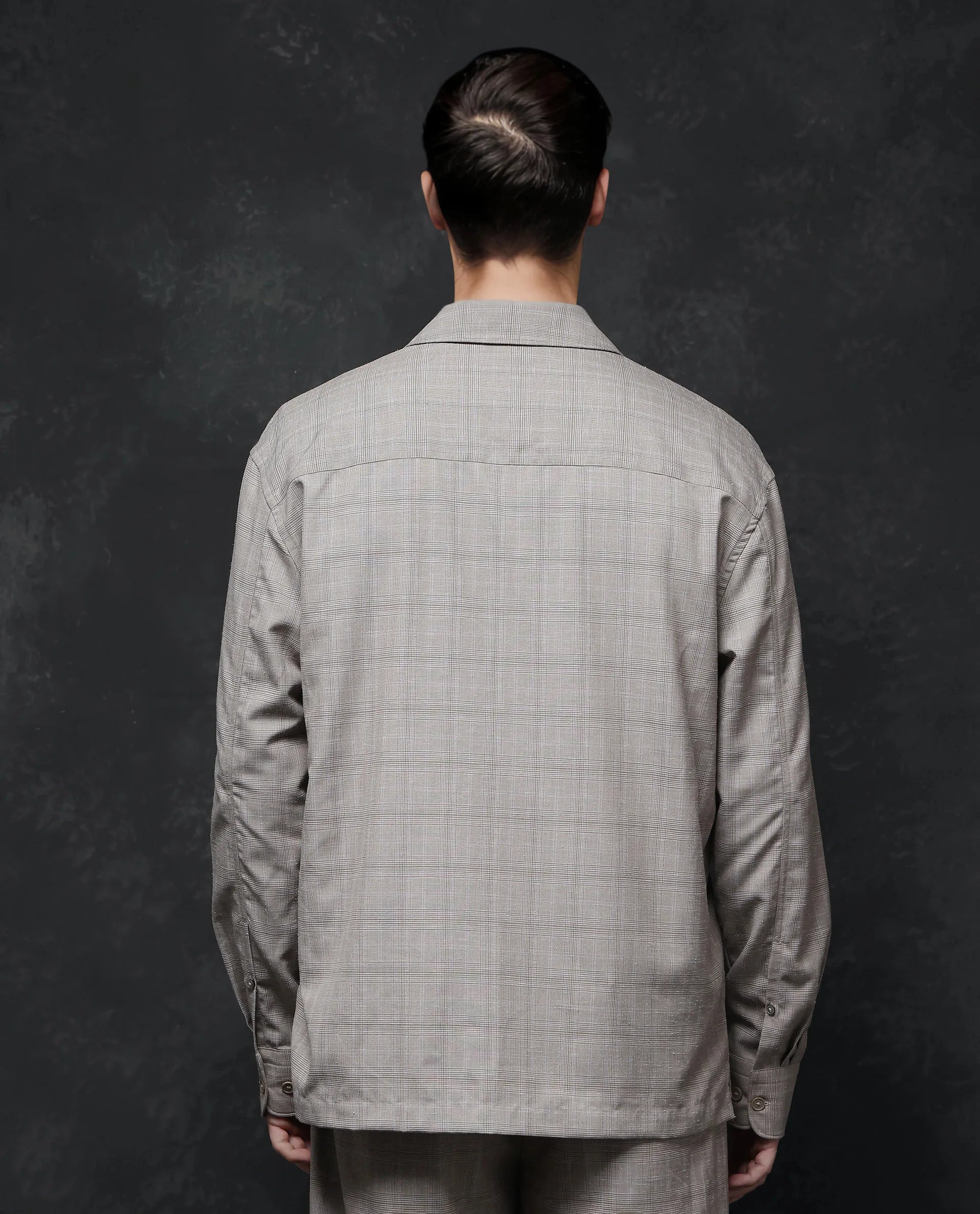 Rare Rabbit Men Reno Beige Cotton Blend Fabric Full Sleeve Cuban Collared Button Closure Regular Fit Checks Premium Casual Shirt