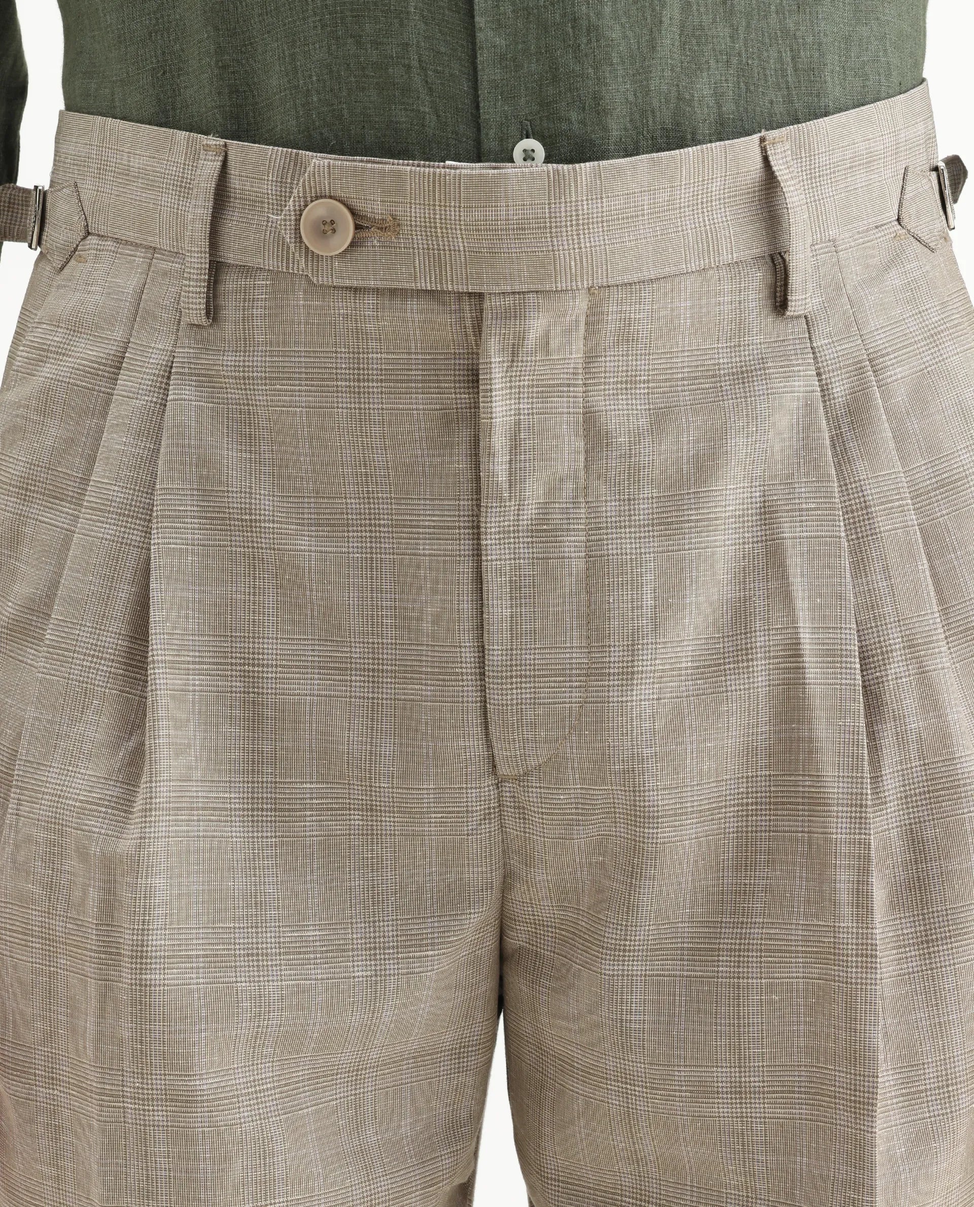 Rare Rabbit Men's Renot Beige Cotton Checked Print Regular Fit Trouser