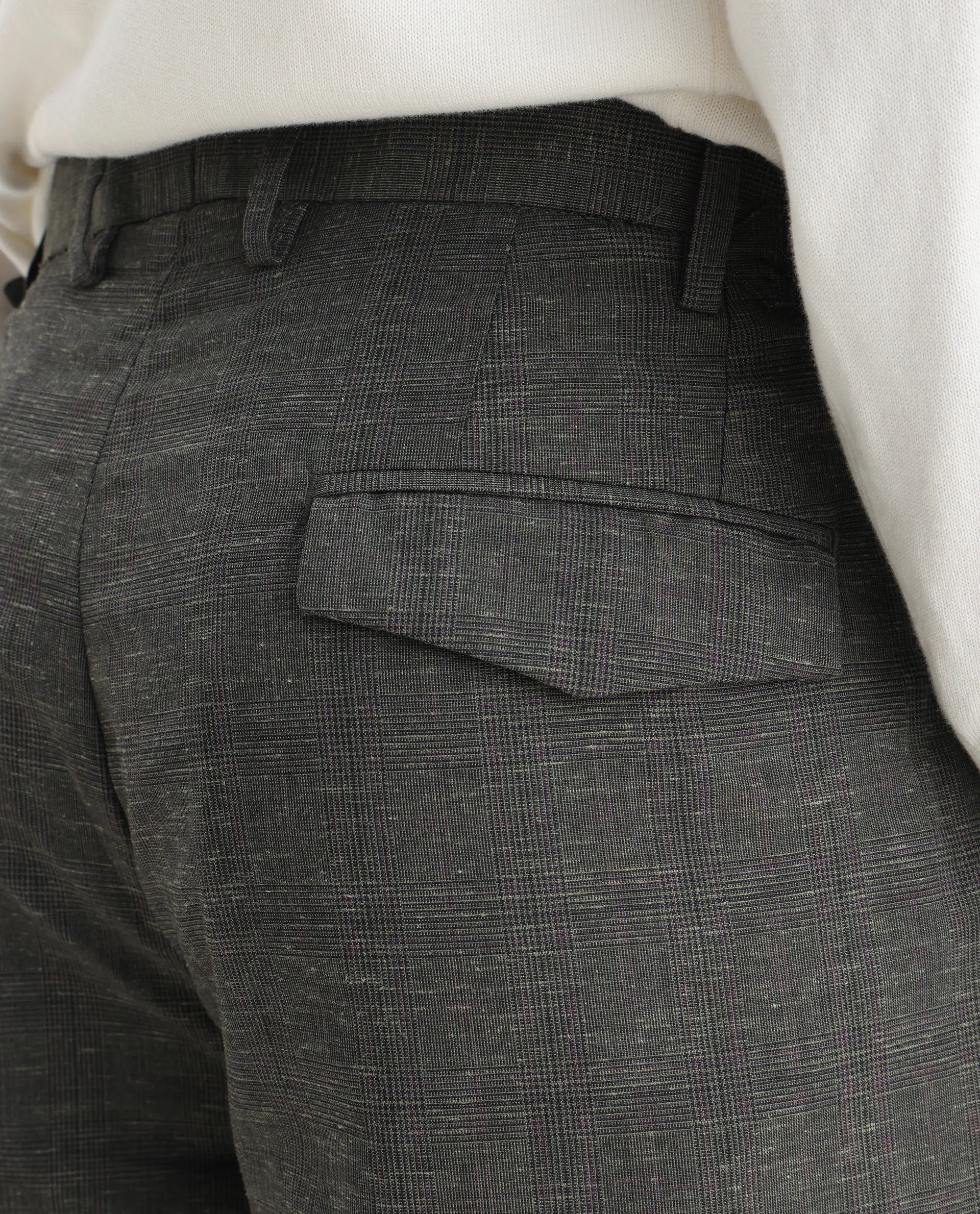 Rare Rabbit Men's Renot Dark Green Cotton Checked Print Regular Fit Trouser