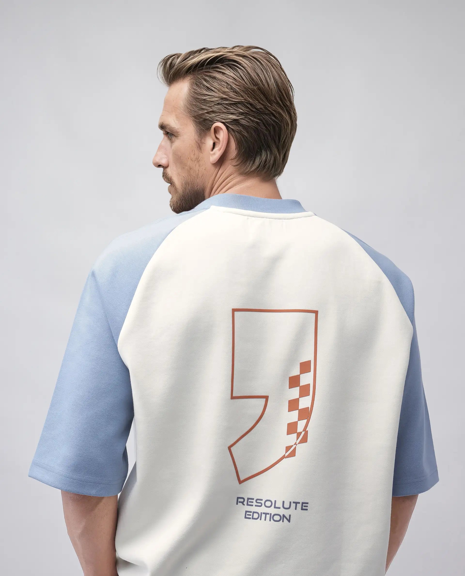 Rare Rabbit Men's Revalo Blue Cotton Blend Graphic Print Oversized Fit Half Sleeve Crew Neck T-Shirt