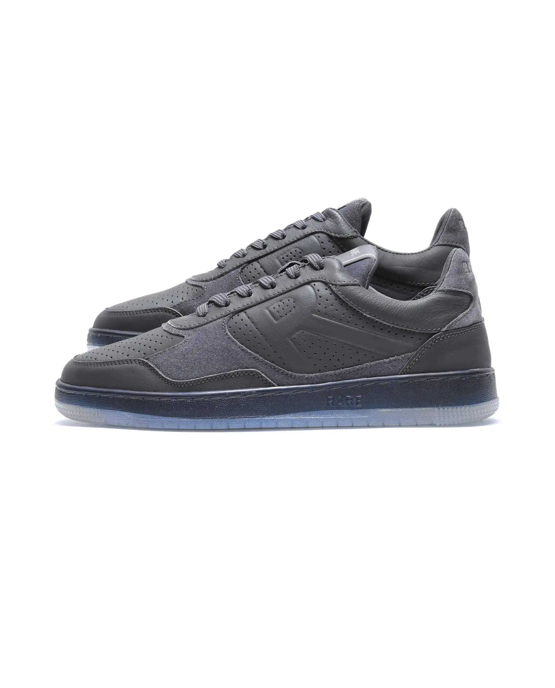 Rare Rabbit Men's Reven Dark Grey Lace-Up Closure Leather Sneaker