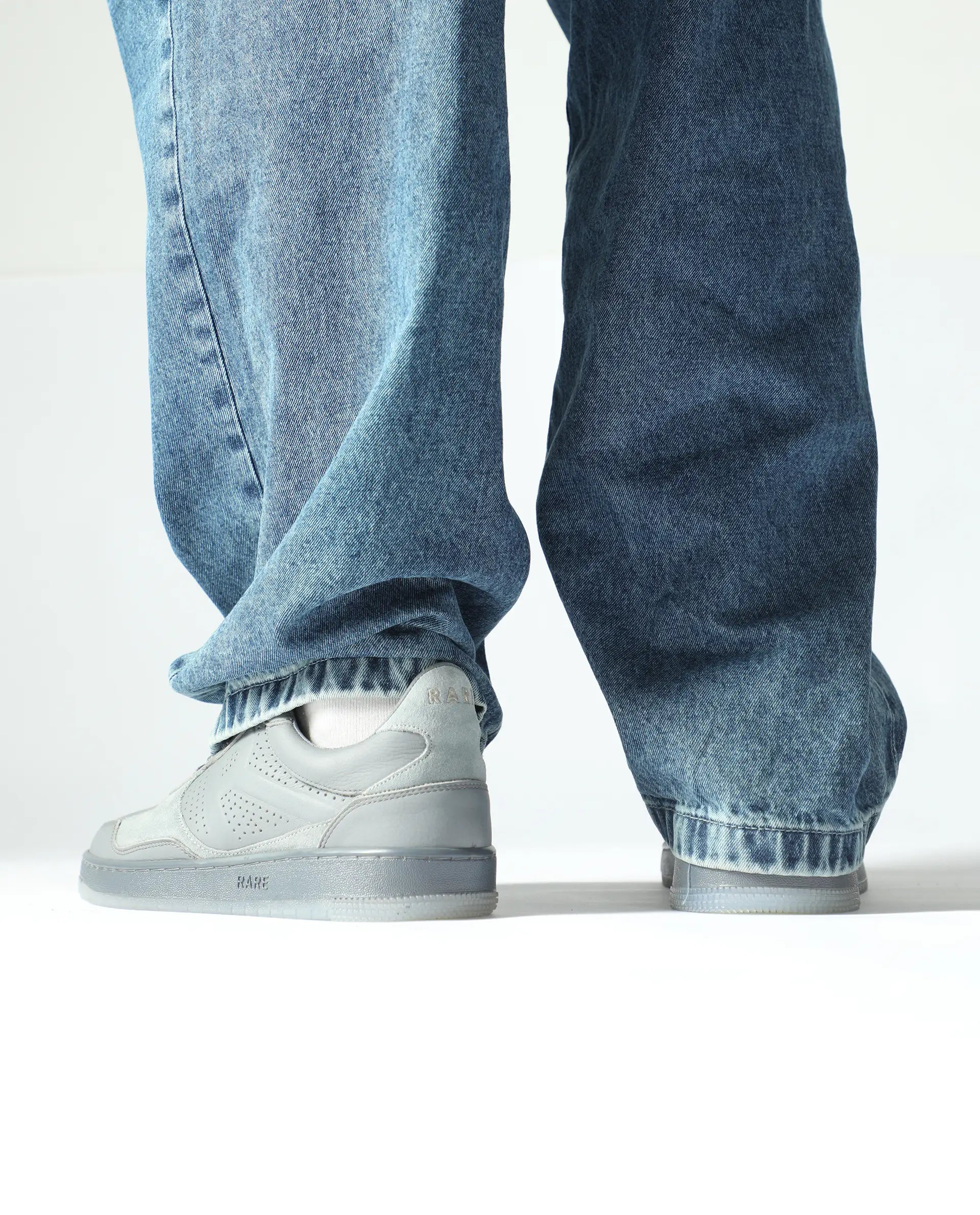 Rare Rabbit Men's Reven Grey Lace-Up Closure Leather Sneaker