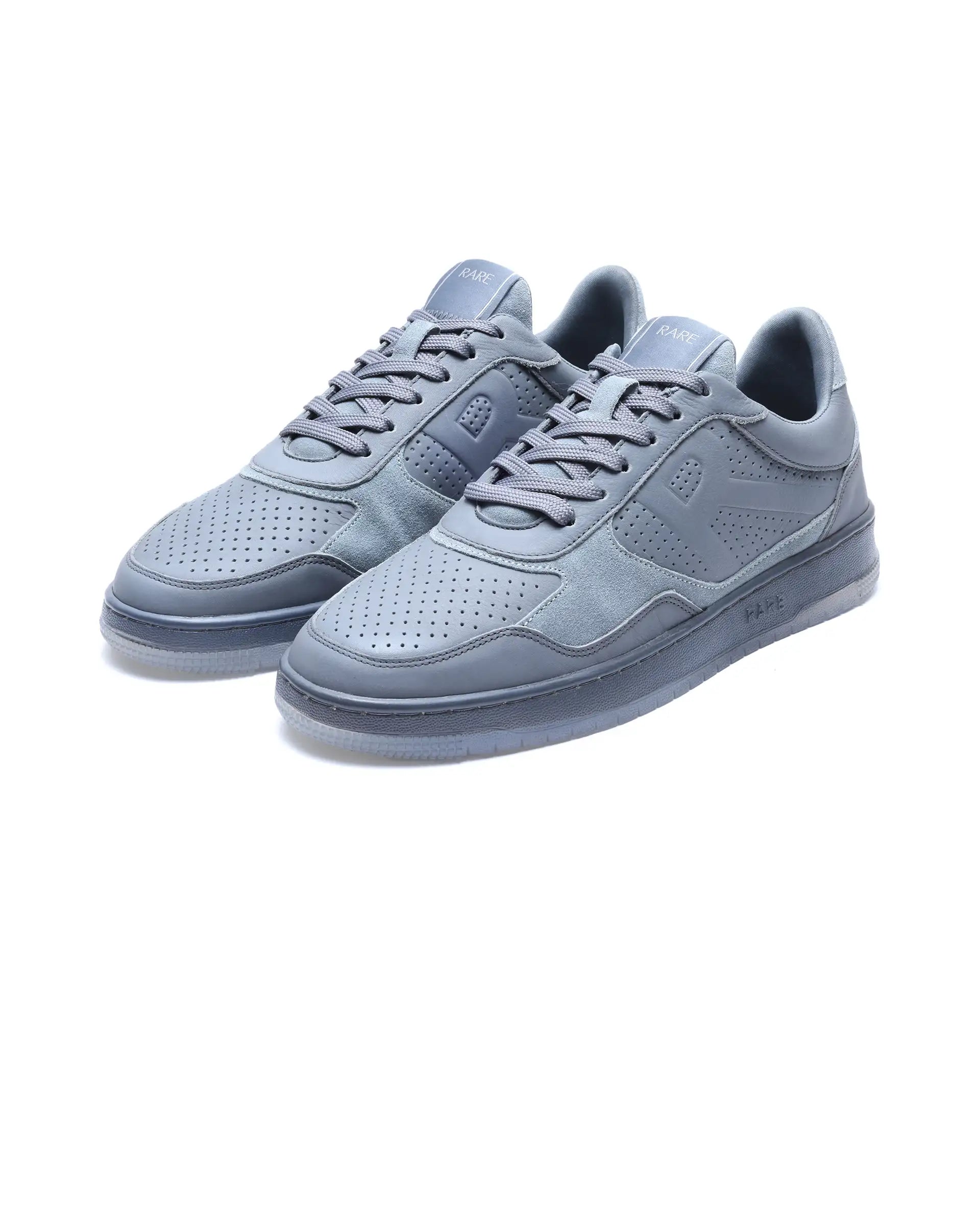 Rare Rabbit Men's Reven Grey Lace-Up Closure Leather Sneaker