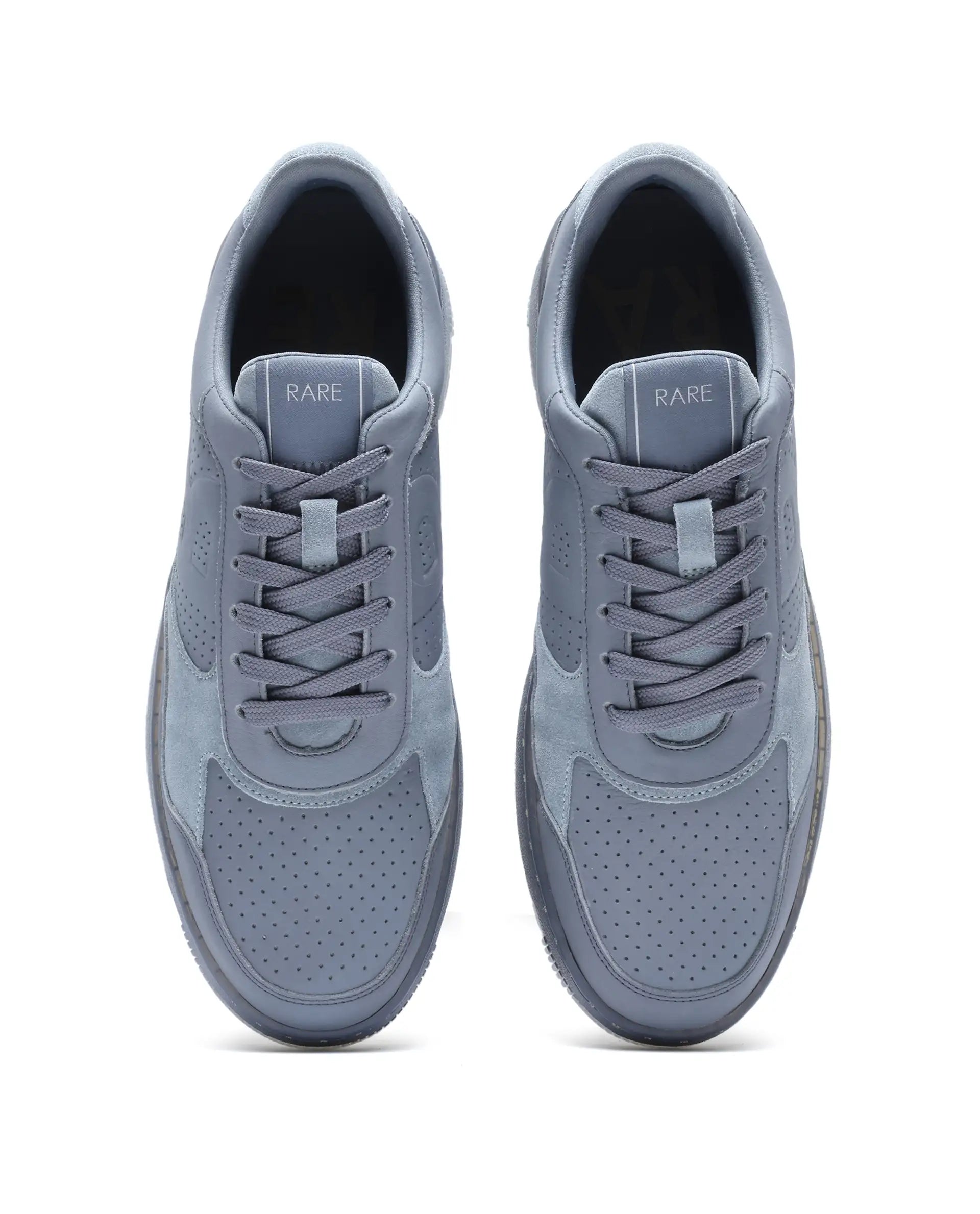 Rare Rabbit Men's Reven Grey Lace-Up Closure Leather Sneaker
