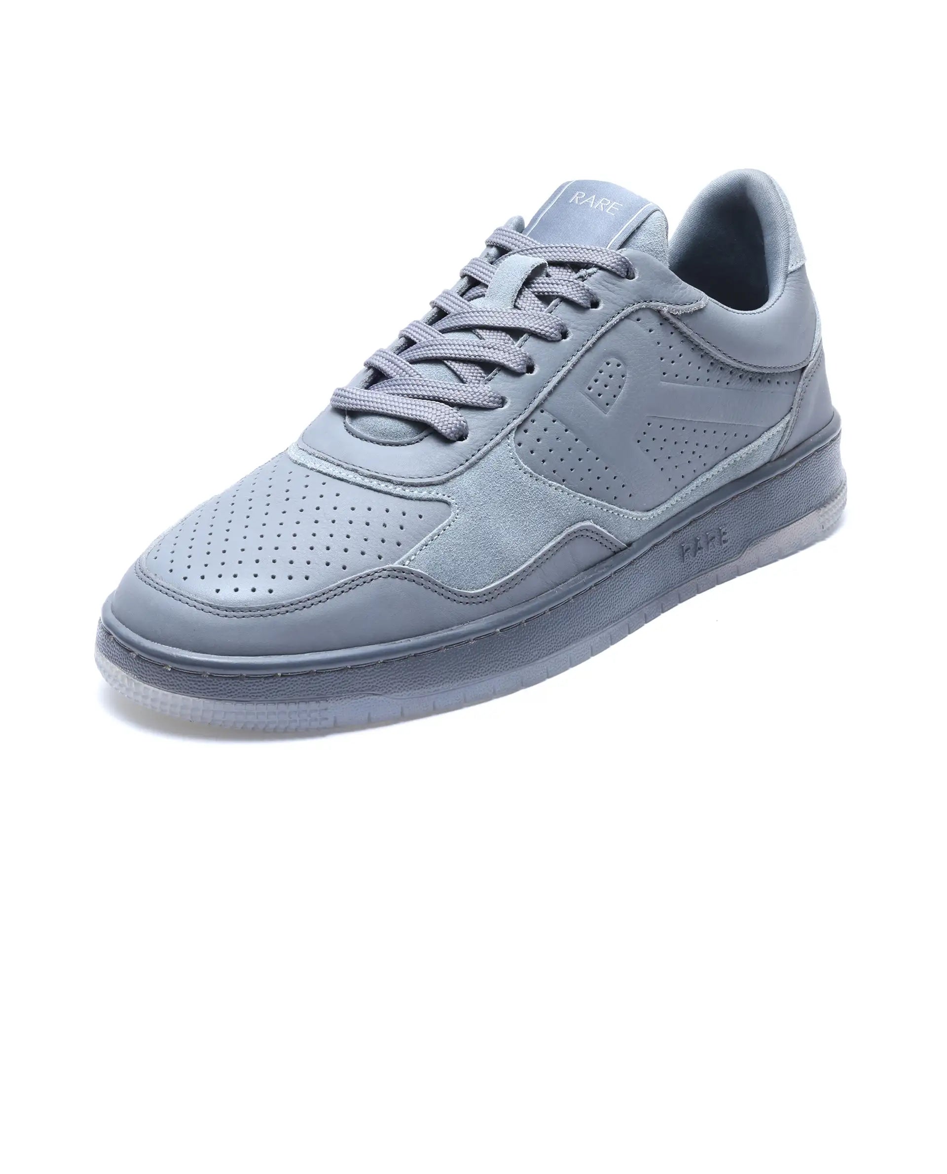 Rare Rabbit Men's Reven Grey Lace-Up Closure Leather Sneaker