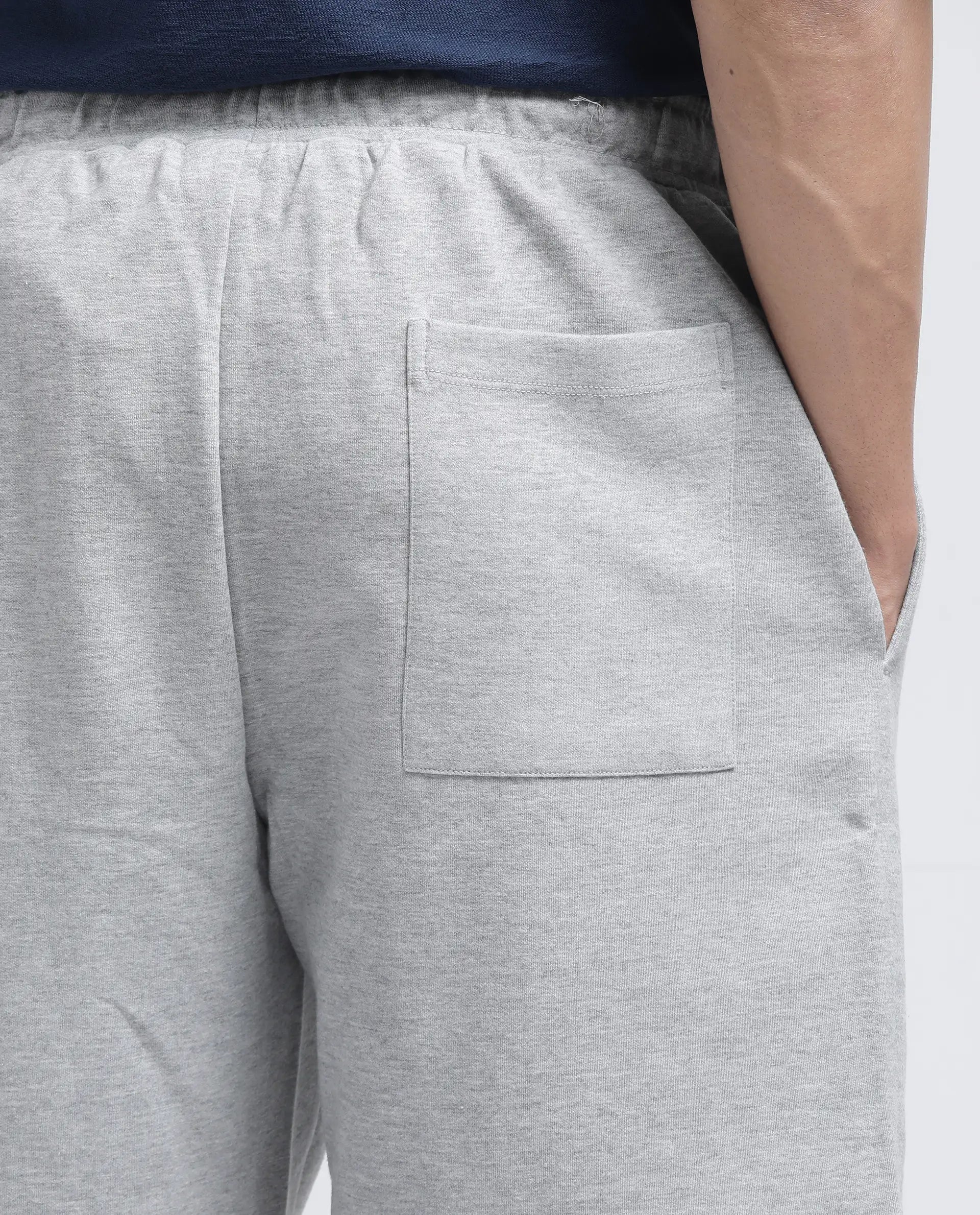 Rare Rabbit Men Rexon Grey Cotton Elastane Fabric Relaxed fit Plain Shorts