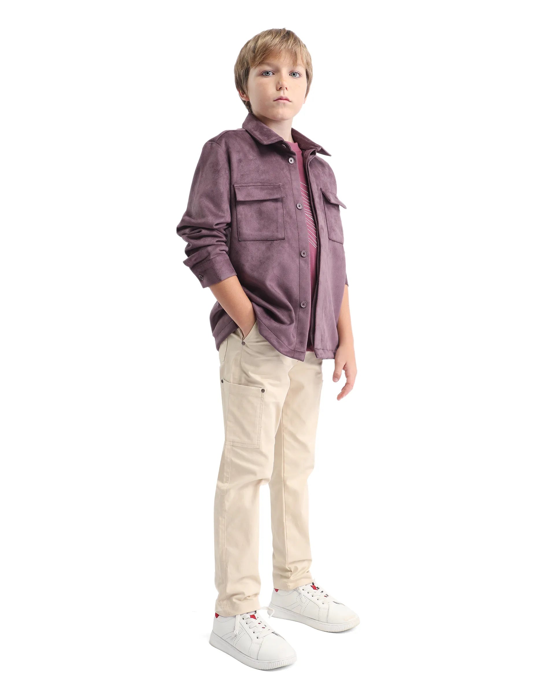 Rare Ones Kids Rez Beige Cotton Solid Button & Zip Closure Regular Fit Trouser