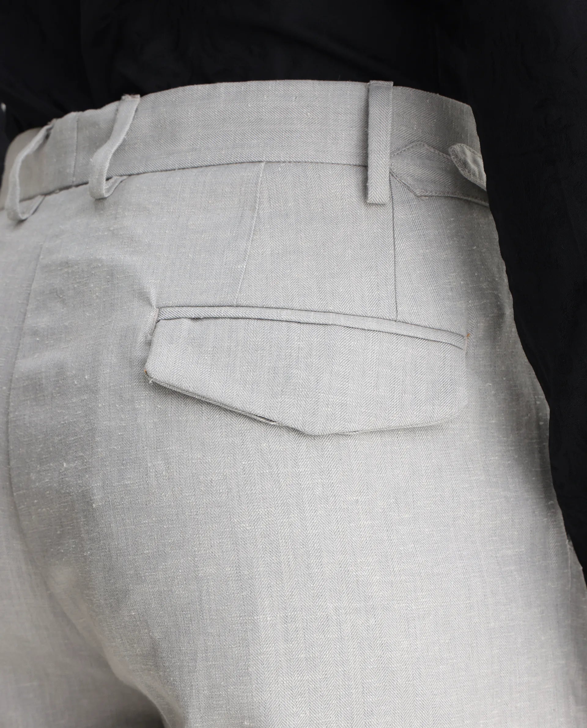 Rare Rabbit Men's Rhesa Grey Linen Blend Plain Relaxed Fit Trouser