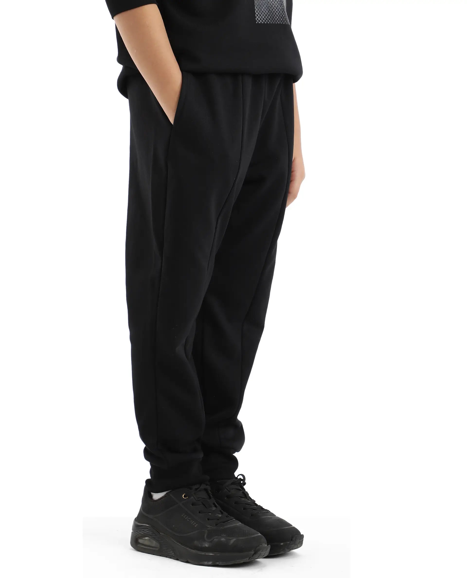 Rare Ones Kids Rib Black Cotton Cmyk Print Trackpant