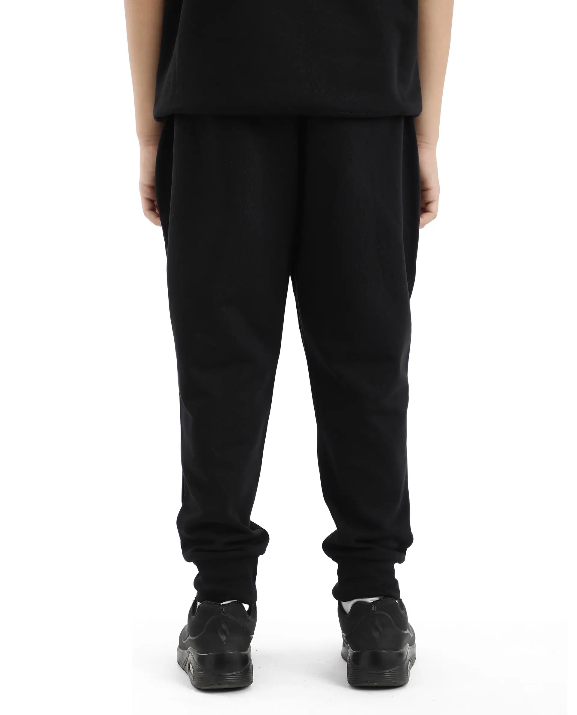Rare Ones Kids Rib Black Cotton Cmyk Print Trackpant