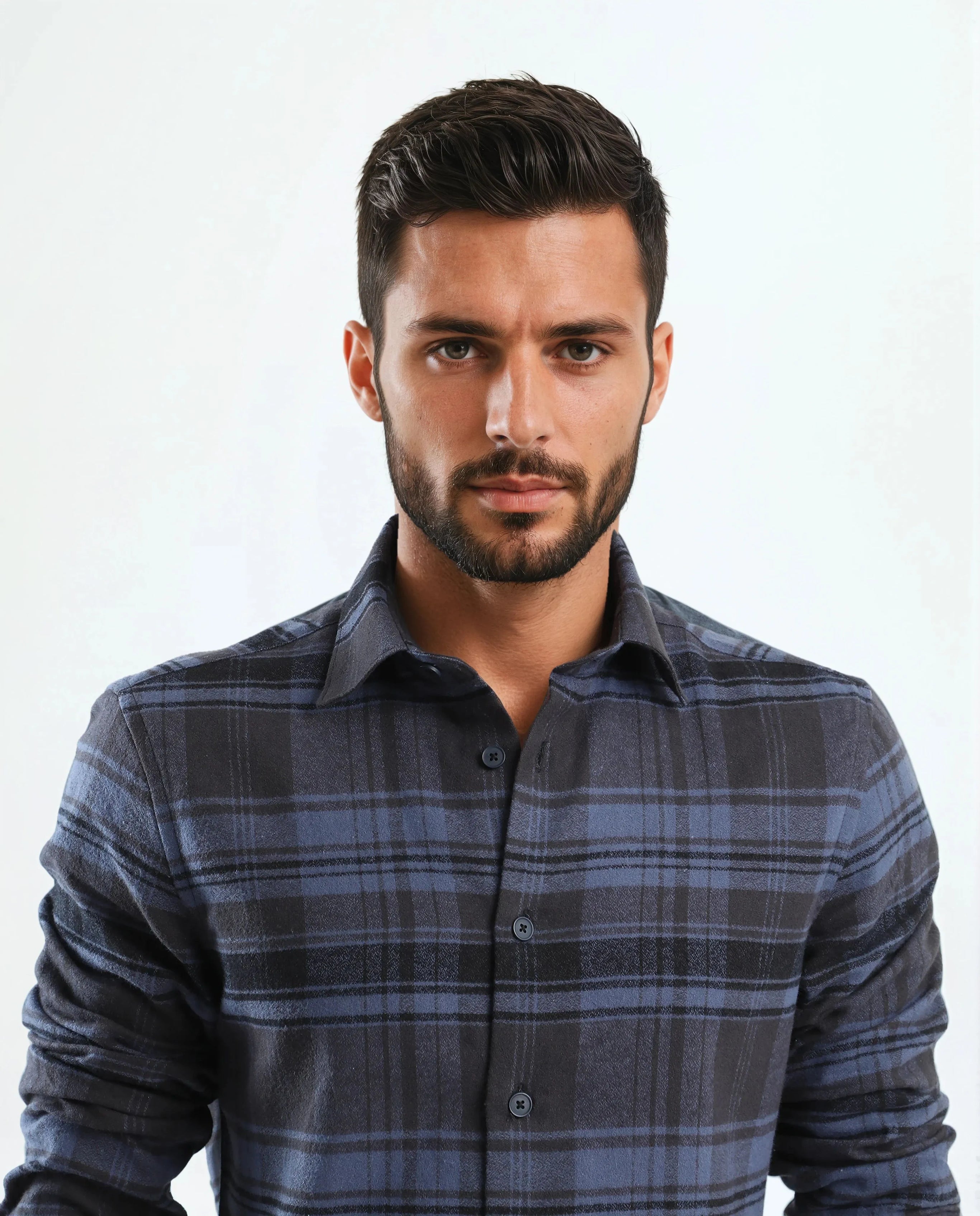 Rare Rabbit Men's Ricl Blue Cotton Checked Print Regular Fit Full Sleeve Collared Shirt