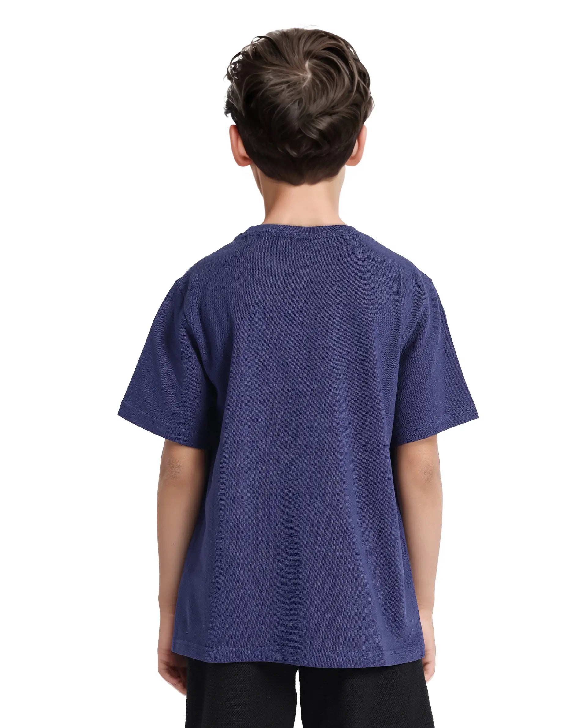 Rare Ones Kids Ride Navy Cotton Half Sleeves Crew Neck Embroidered T-Shirt