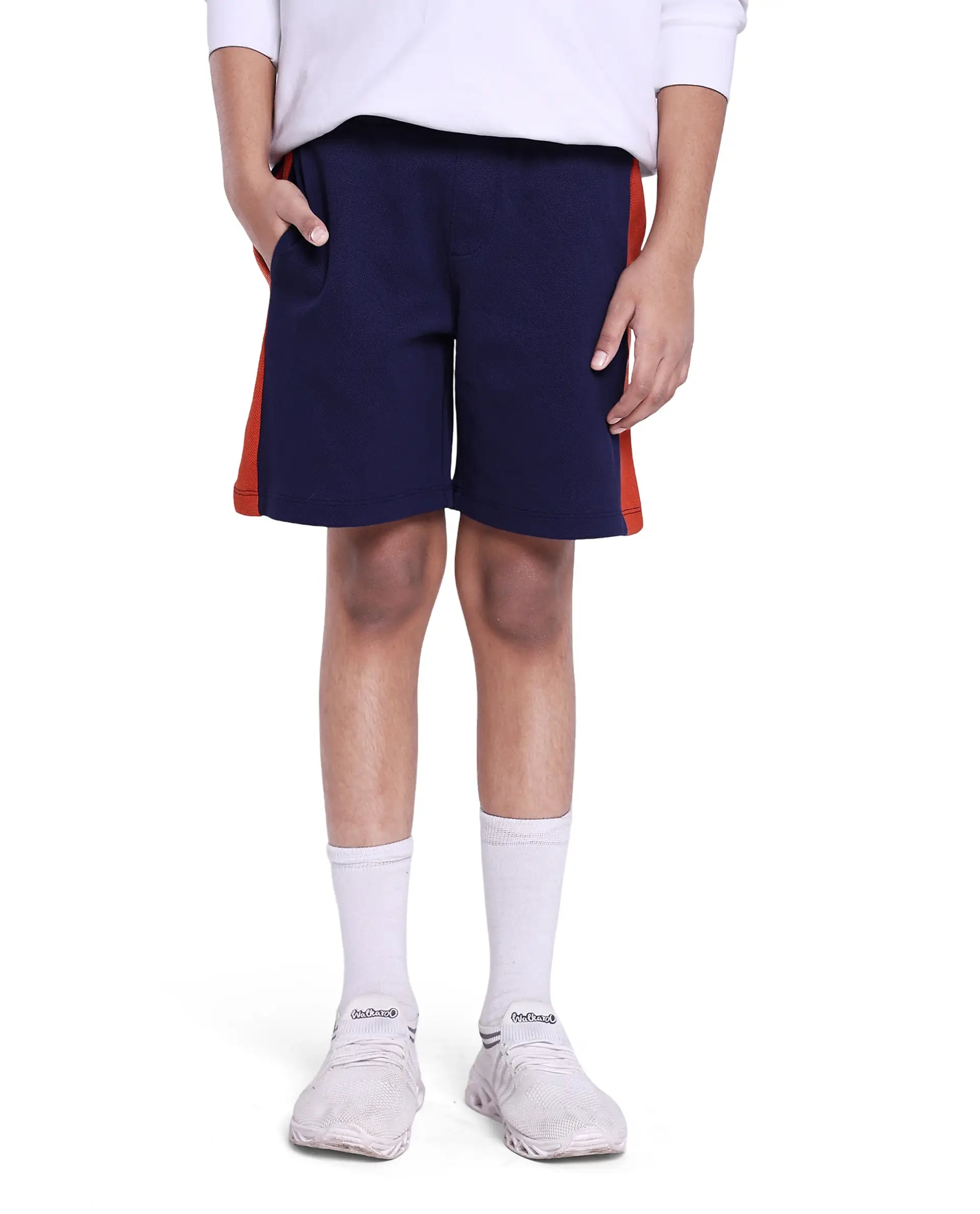 Rare Ones Kids Rider Navy Cotton Poly Cut And Sew Shorts