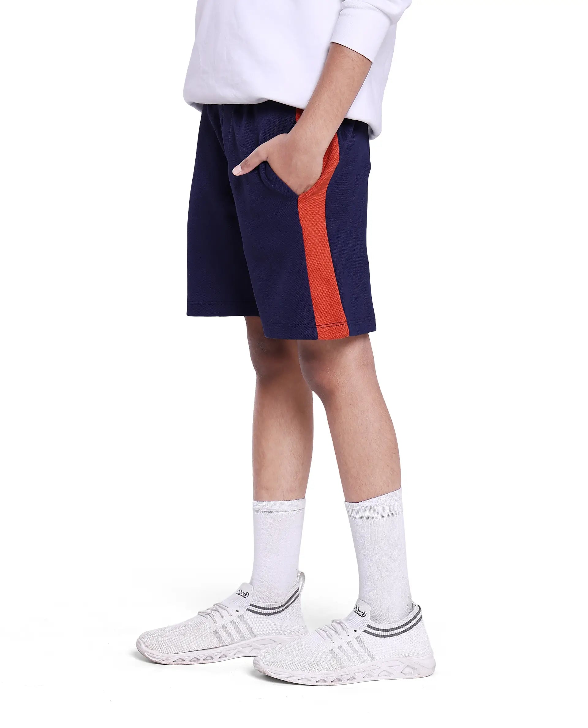Rare Ones Kids Rider Navy Cotton Poly Cut And Sew Shorts